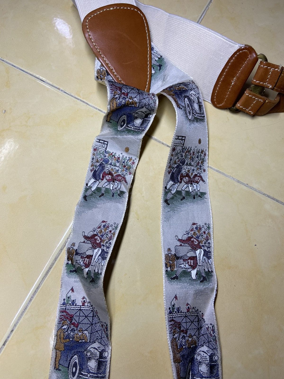 Trafalgar × Vintage TRAFALGAR SUSPENDER LET’S PLAY BASEBALL SILK LEATHER Size ONE SIZE - 9 Thumbnail