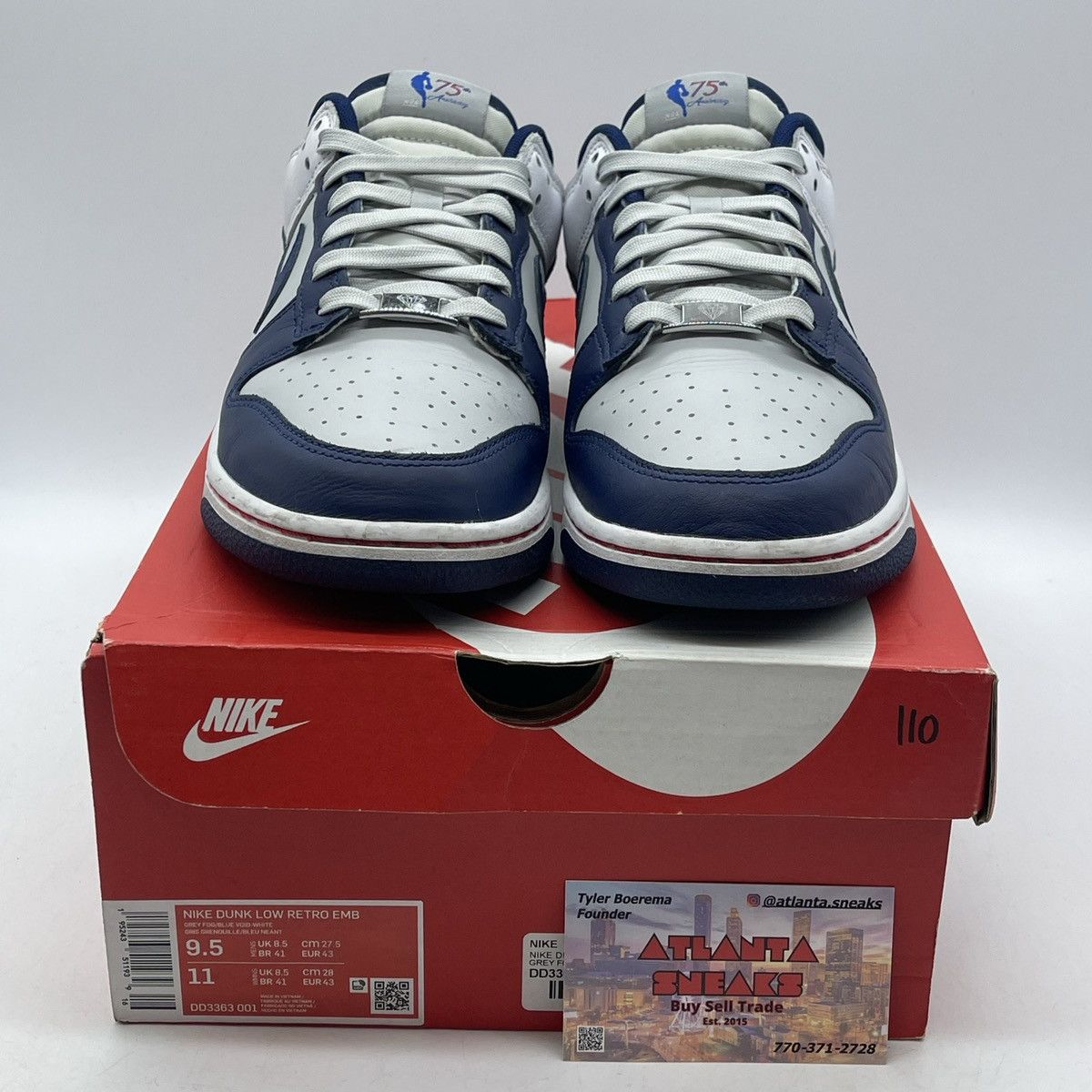 Nike NBA x dunk low 75th anniversary nets Size US 9.5 / EU 42-43 - 2 Thumbnail