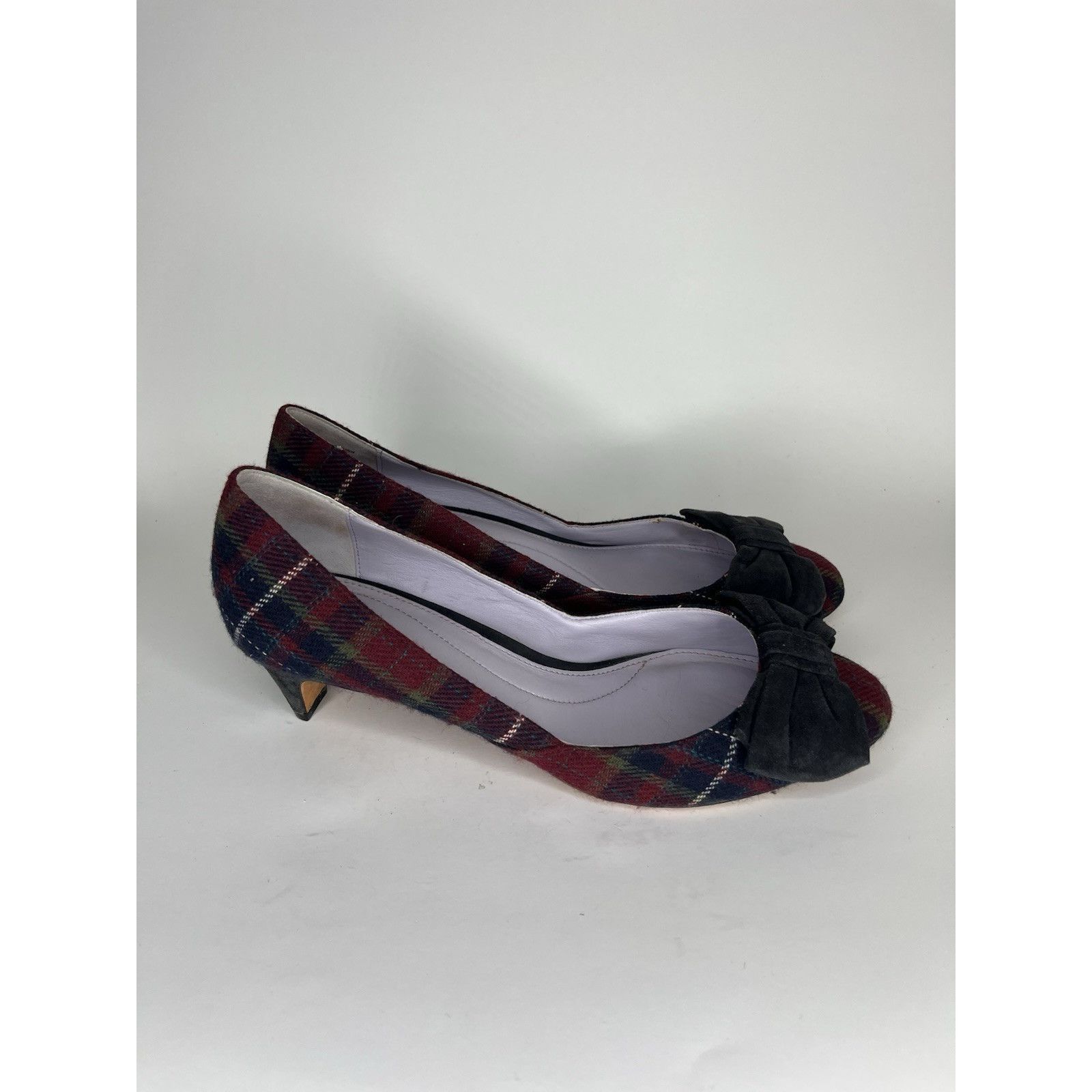 Johnston & Murphy Johnston & Murphy Red Plaid Blue Bow Round Toe Pumps Heels W Size US 10 / IT 40 - 10 Thumbnail