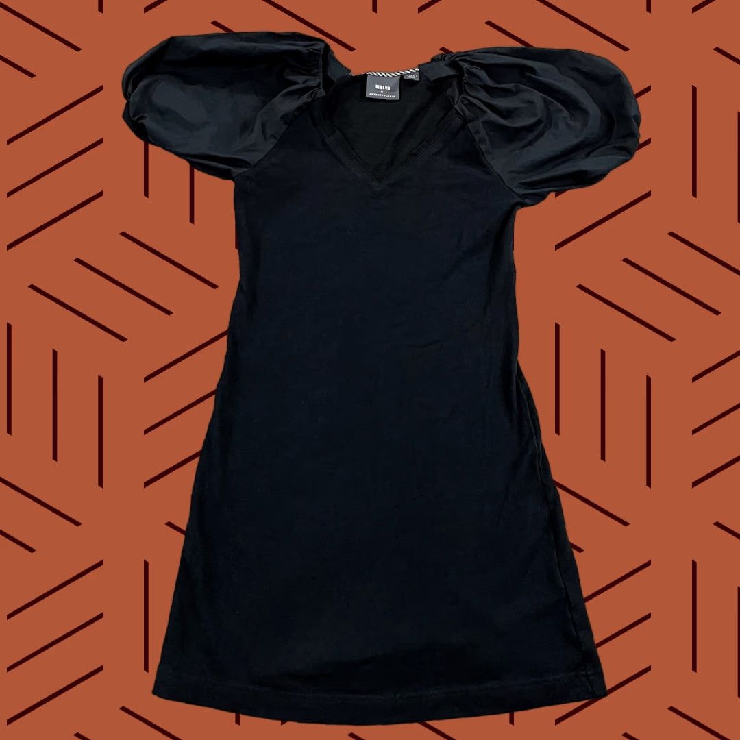 Vintage MAEVE Top Womens XS Black Annika Knit Dress 34" Mini Above Knee Poplin Puff SLV KnIT Blouse Size XS / US 0-2 / IT 36-38 - 1 Thumbnail