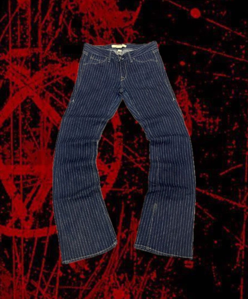 Japanese Brand Flared🔥 Agave Nectar Striped Jeans Bootcut Cowboy 90s Lgb Size US 31 - 1 Thumbnail