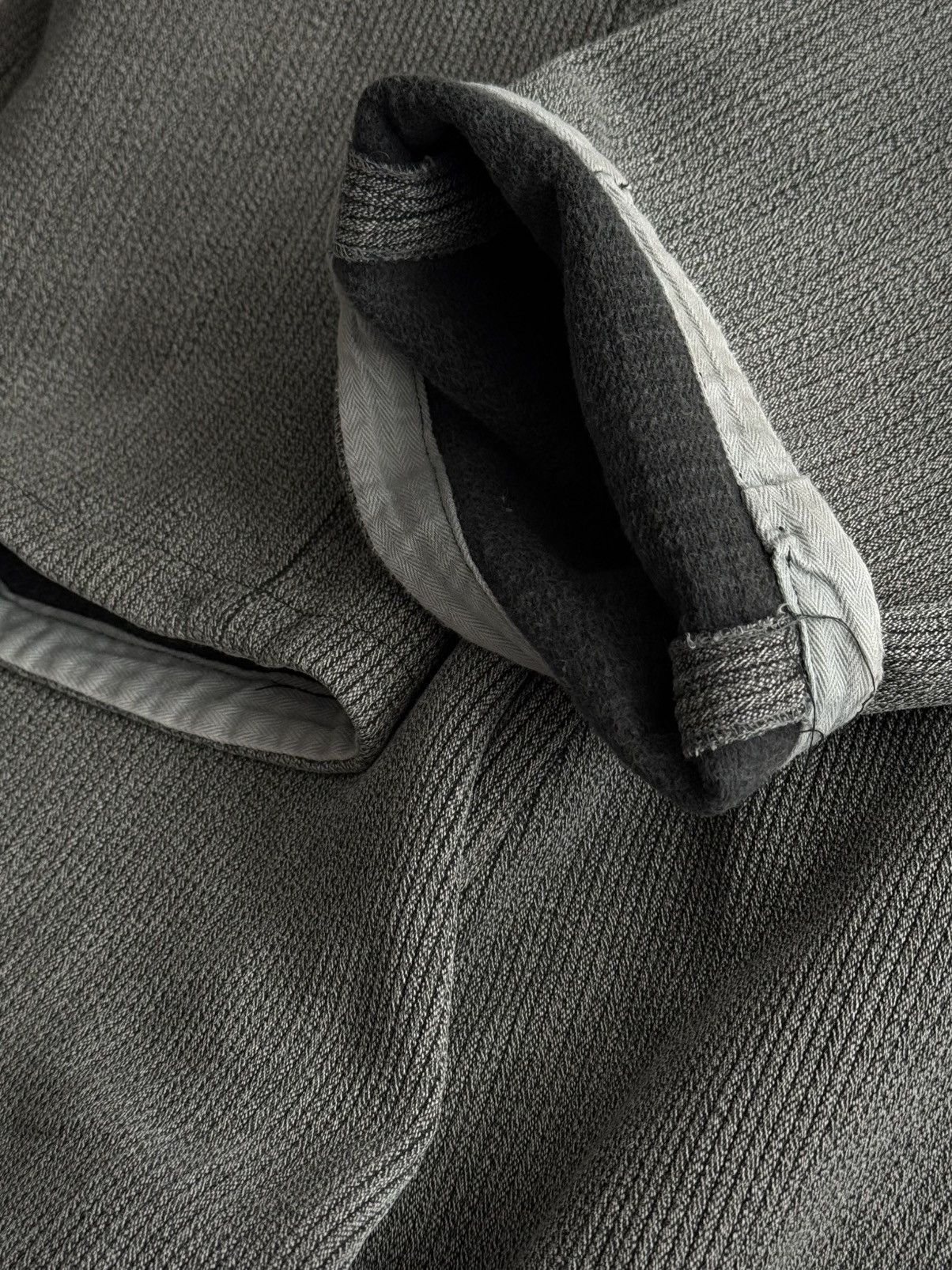 Vintage 1950s French Workwear Salt & Pepper Cotton Pique Trousers Size US 36 / EU 52 - 7 Thumbnail