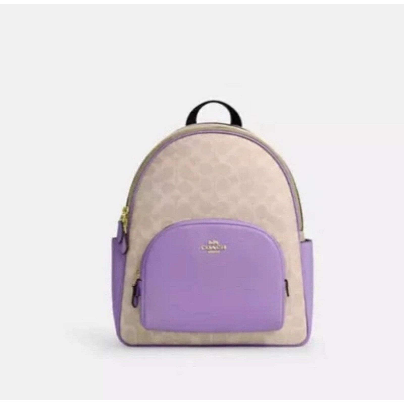 Coach NWT Coach Court Backpack Signature Canvas CZ176 Sand/Iris Size ONE SIZE - 7 Thumbnail