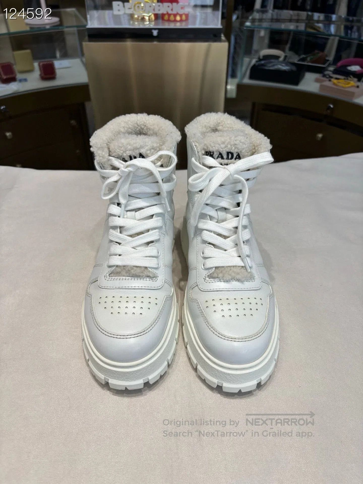 Prada Prada Women's White Fur High. Size US 7 / IT 37 - 1 Thumbnail