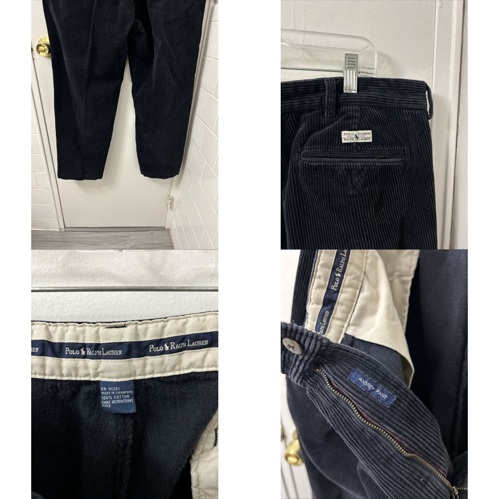 Polo Ralph Lauren VTG Polo Ralph Lauren Andrew Corduroy Pants Mens 40x30 Navy Pleated Trousers Size US L / EU 52-54 / 3 - 8 Thumbnail