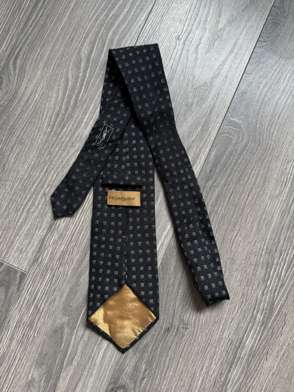 Yves Saint Laurent Vintage Yves Saint Laurent 1980’s Wool Monogram Neck tie Size ONE SIZE - 5 Thumbnail
