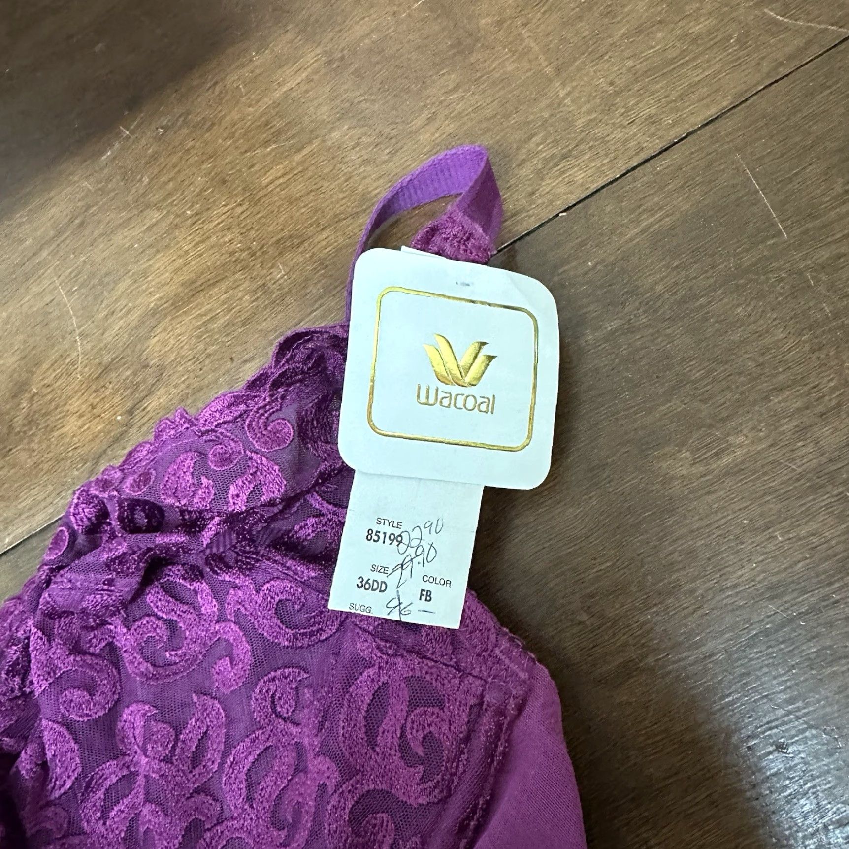 Vintage **Vintage Wacoal Purple Bullet Bra Size 36DD NEW NOS** User: New title: **Vintage Wacoal Purple Lace Bullet Bra Size 36DD NEW NOS** Size ONE SIZE - 7 Thumbnail