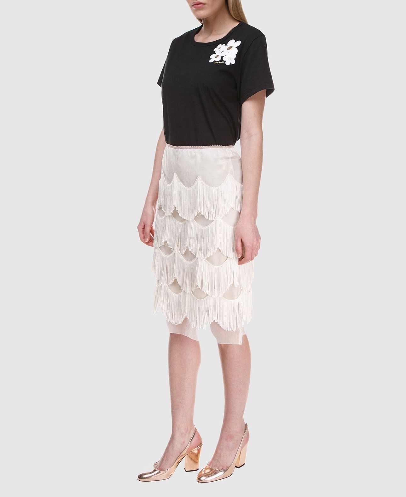 Marc Jacobs Last Marc Jacobs Beige Lace Fringe-Trim Skirt Size 25" / US 0 / IT 36 - 5 Thumbnail
