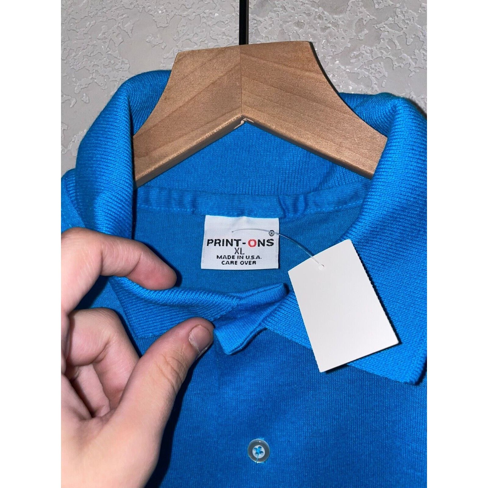 Vintage Vintage Blank Blue Polo Shirt Print-Ons Print Ons 70s XL Size US XL / EU 56 / 4 - 5 Thumbnail