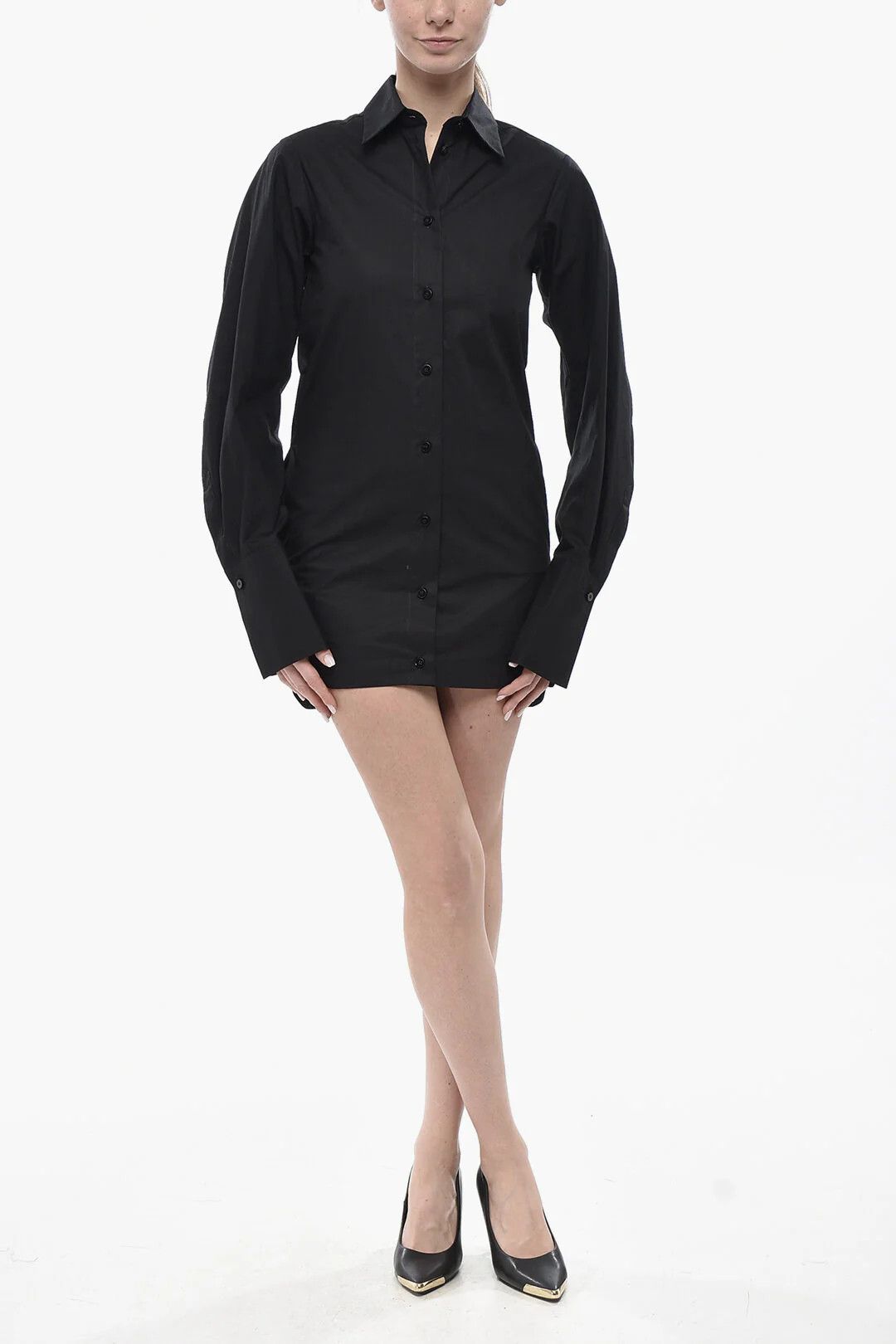 The Attico og1mm0426 Poplin Shirtdress in Black Size XS / US 0-2 / IT 36-38 - 1 Thumbnail
