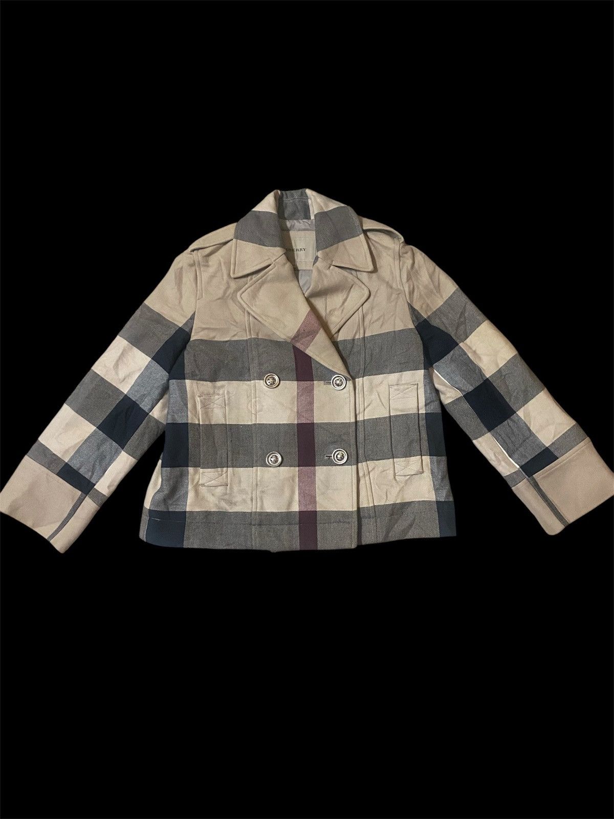 Burberry Kids Iconic Nova Check Plaid Double Breast Jacket