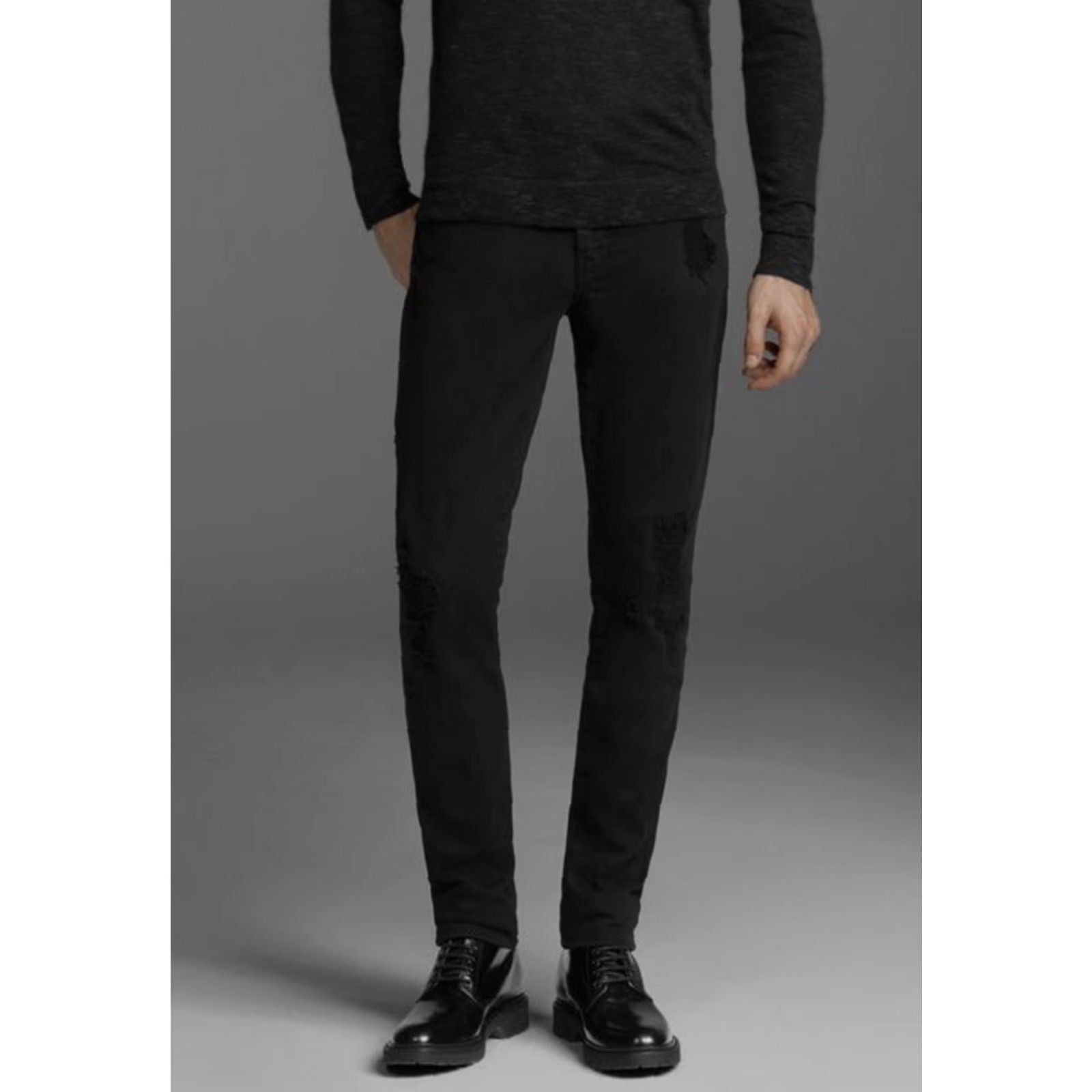 J Brand J Brand Tyler Black Solace Distressed Slim Fit Mens Denim Jeans Sz. 30 Size US 30 / EU 46 - 2 Thumbnail
