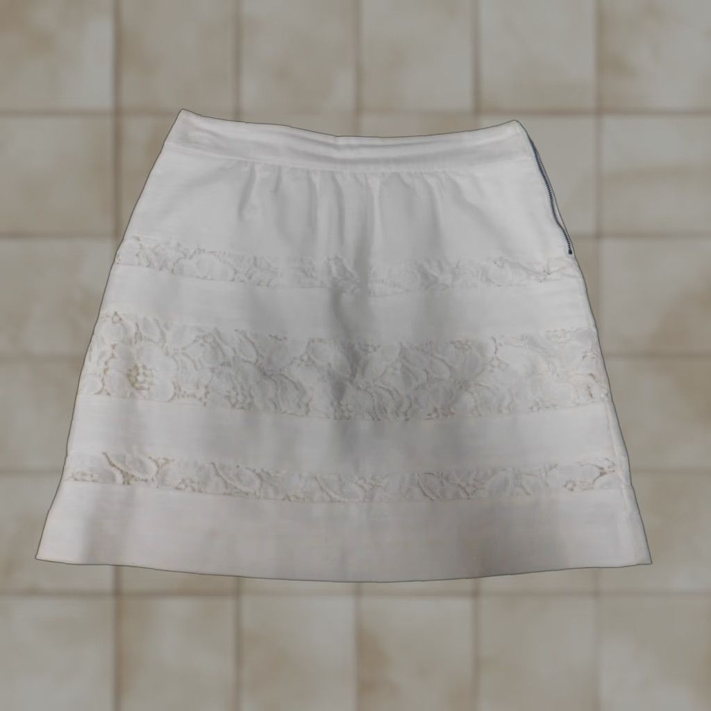 Loft LOFT Skirt Women Knee Length A-Line White Floral 6 Zipper Knit Polyester Regular Machine Washable Vintage No Mens Womens Girls Size 28" / US 6 / IT 42 - 1 Thumbnail