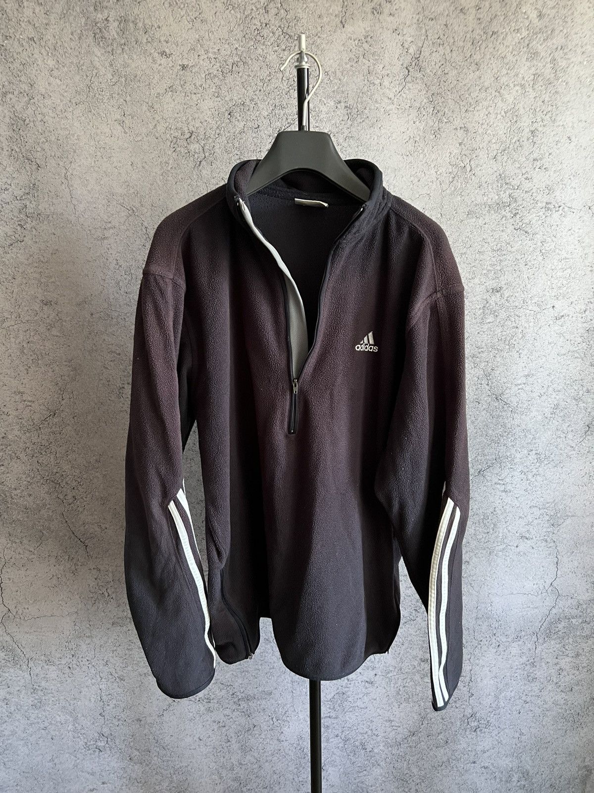 Adidas Vintage 90s Adidas Fleece Zip Up Jacket Fade Trashed Y2K Size US L / EU 52-54 / 3 - 10 Thumbnail