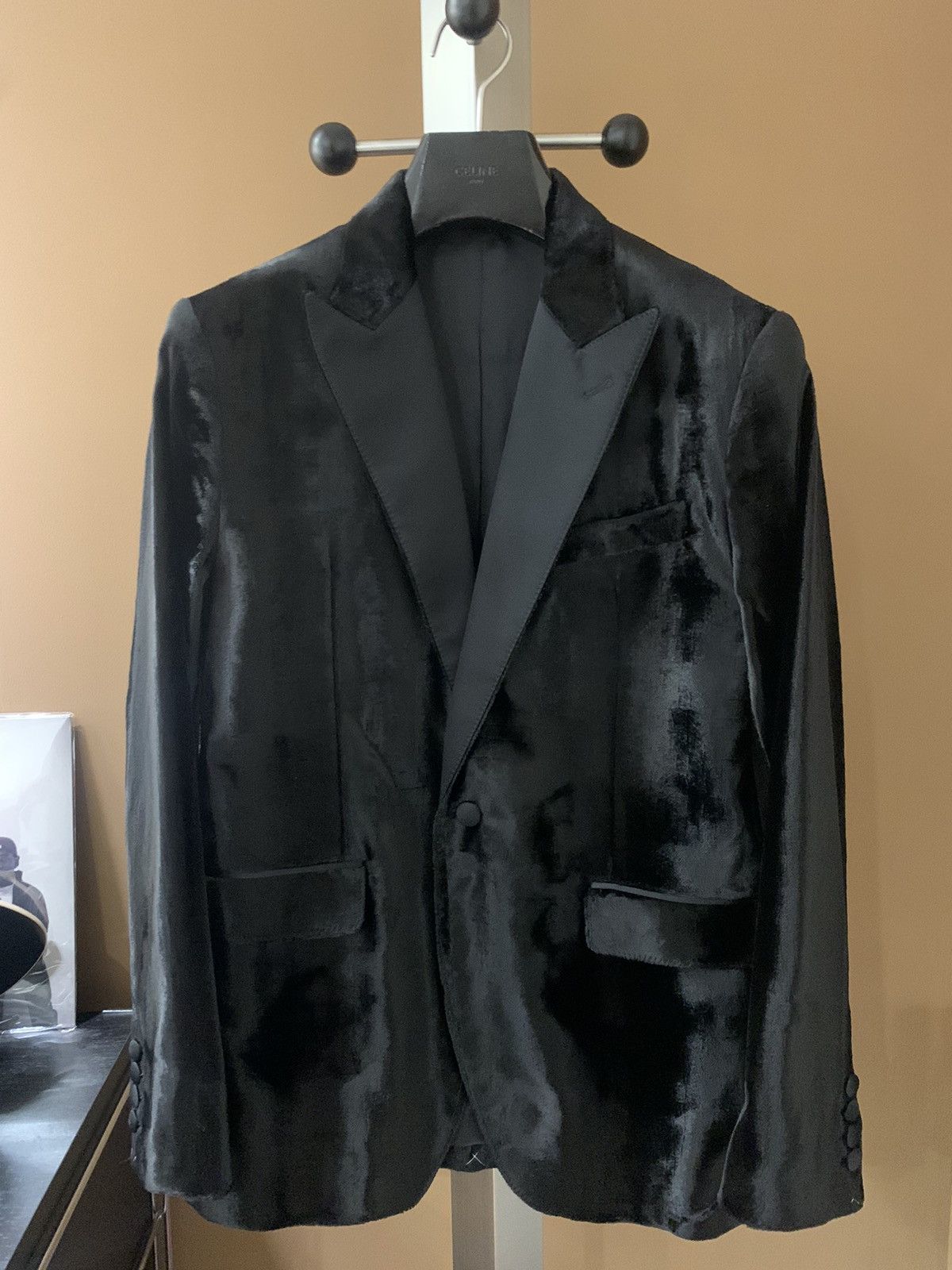 Celine Celine 2019FW Velvet Crocodile embossed smoking blazer