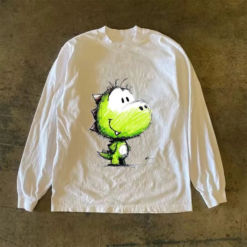 Vintage White retro dinosaur print long-sleeved t-shirt Size US M / EU 48-50 / 2 - 1 Thumbnail