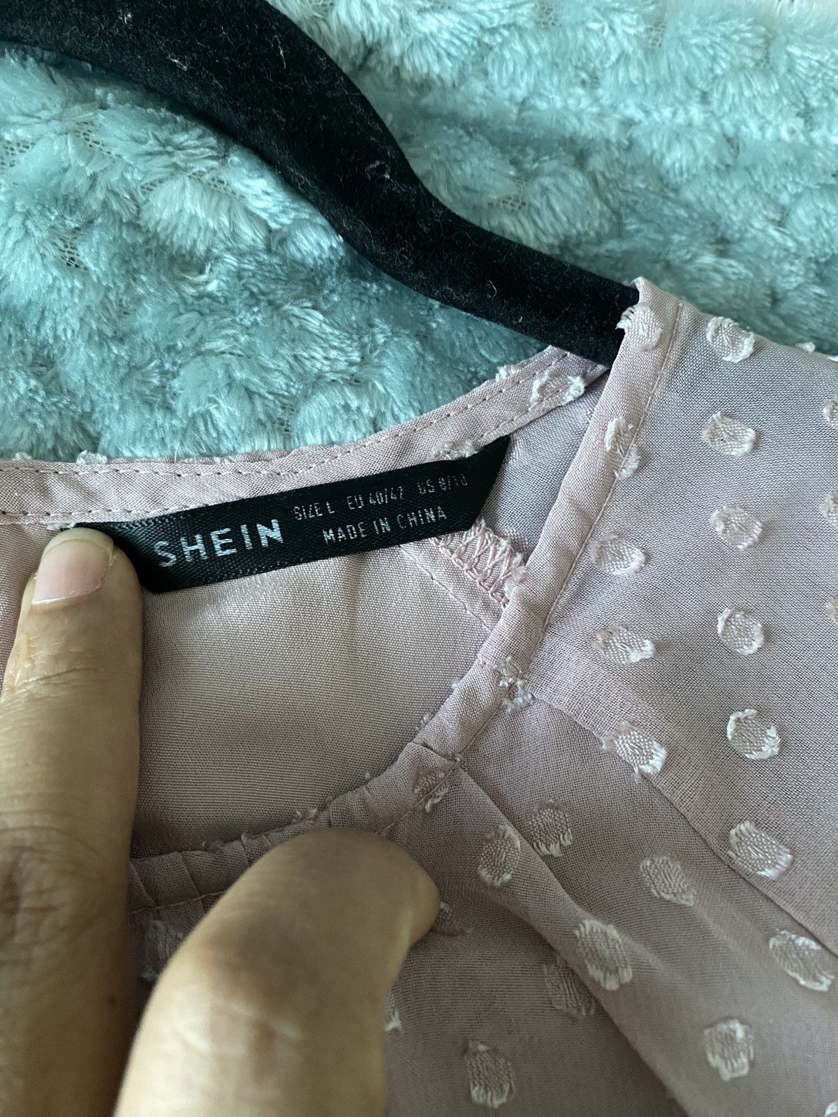 Shein SHEIN Raglan Lantern Sleeve Flounce Hem Swiss Dot Dress Size L / US 10 / IT 46 - 9 Thumbnail
