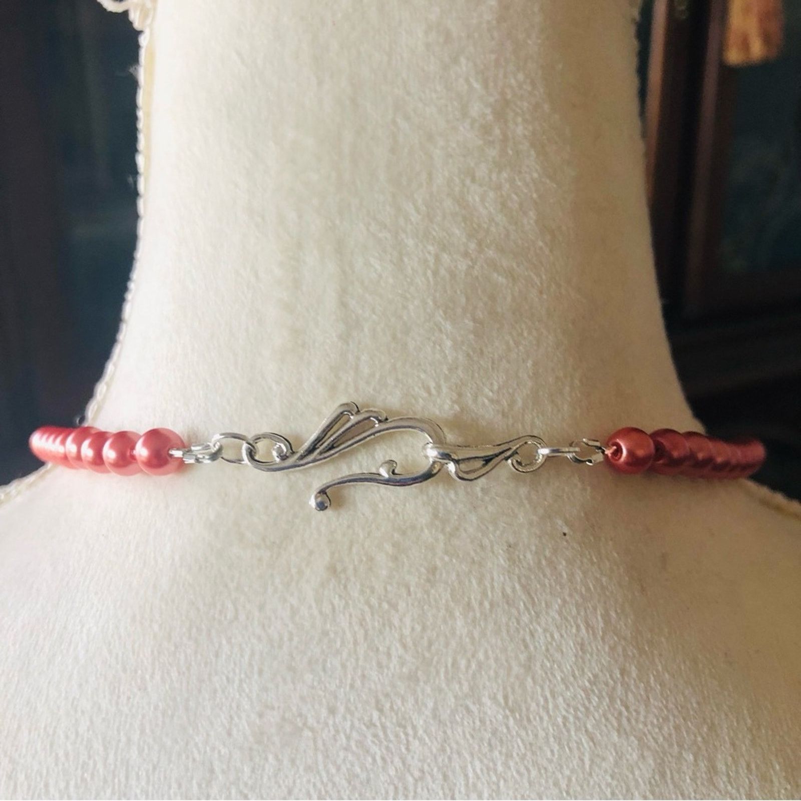 Handmade Handcrafted repurpose antique rose teardrop Pearl necklace Size ONE SIZE - 7 Thumbnail