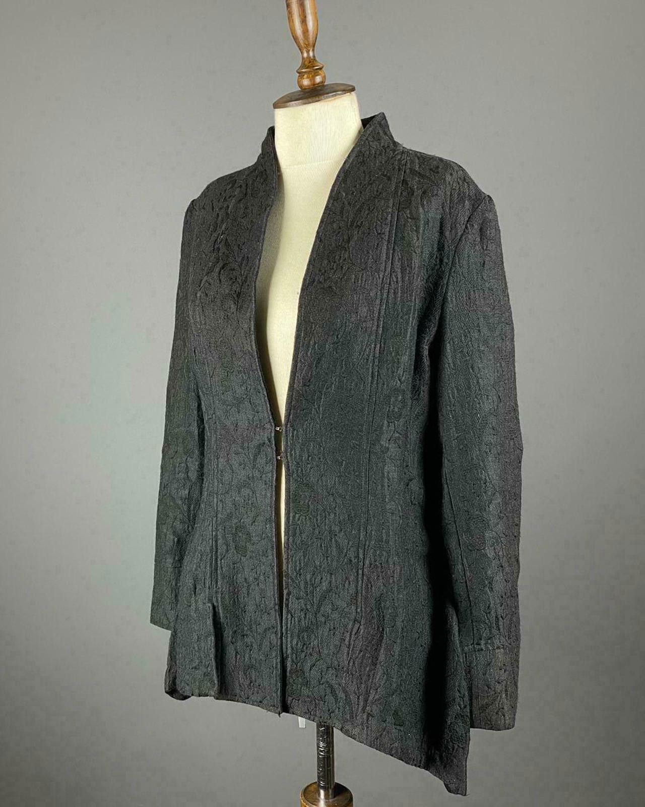 Designer Ladies Sarah Pacini Black Wool Coat Jacket Size 3 Size L / US 10 / IT 46 - 1 Thumbnail