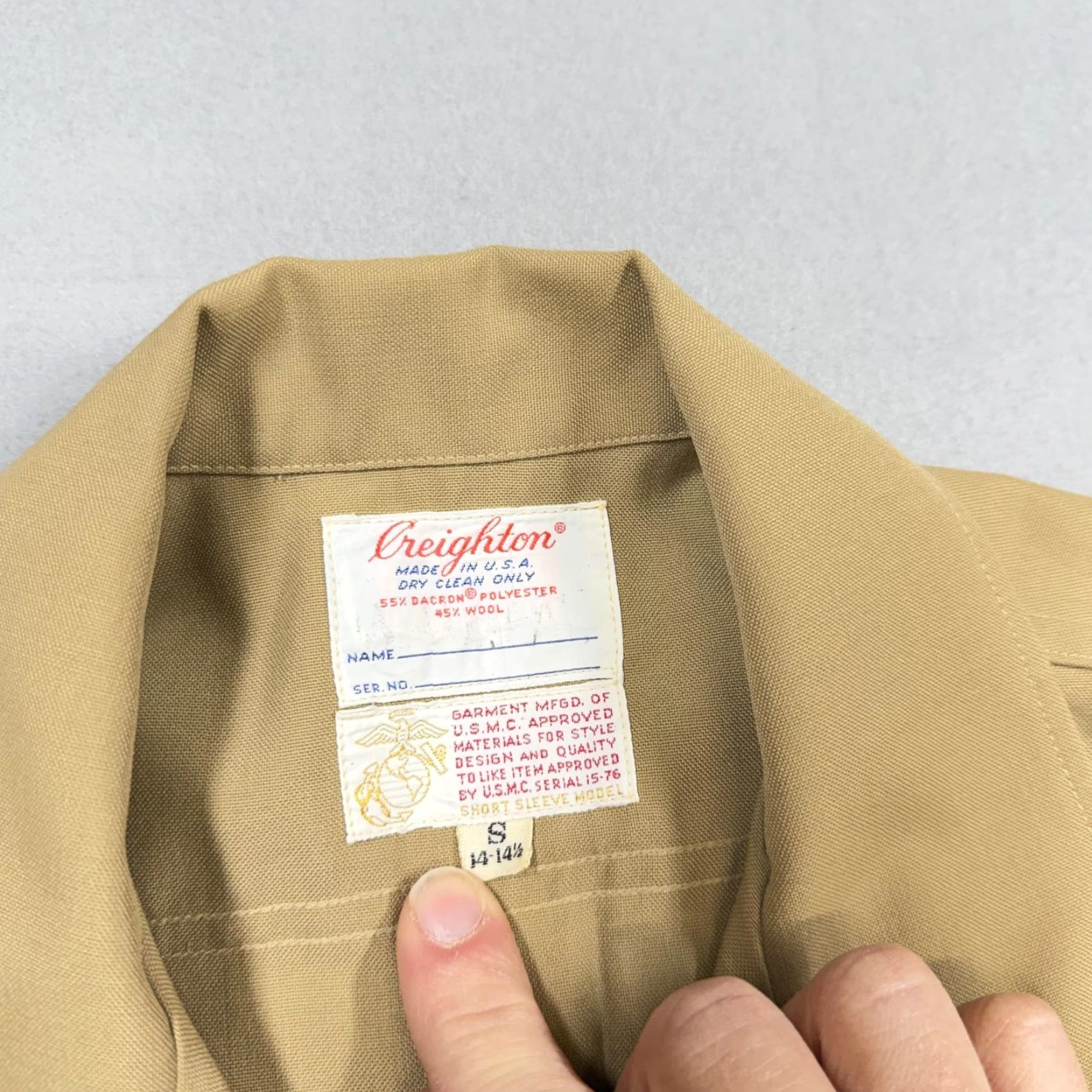Vintage VINTAGE Creighton Shirt Mens Small Beige USMC Staff Sgt Short Sleeve Uniform Size US S / EU 44-46 / 1 - 2 Thumbnail