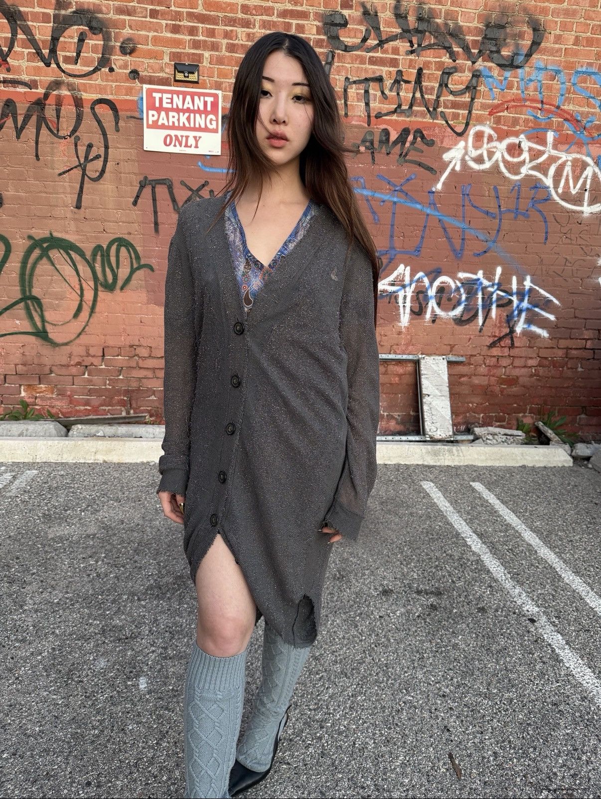 1/1 Sample Anglomani 2-way Cardigan w/ Silver Loose Thread