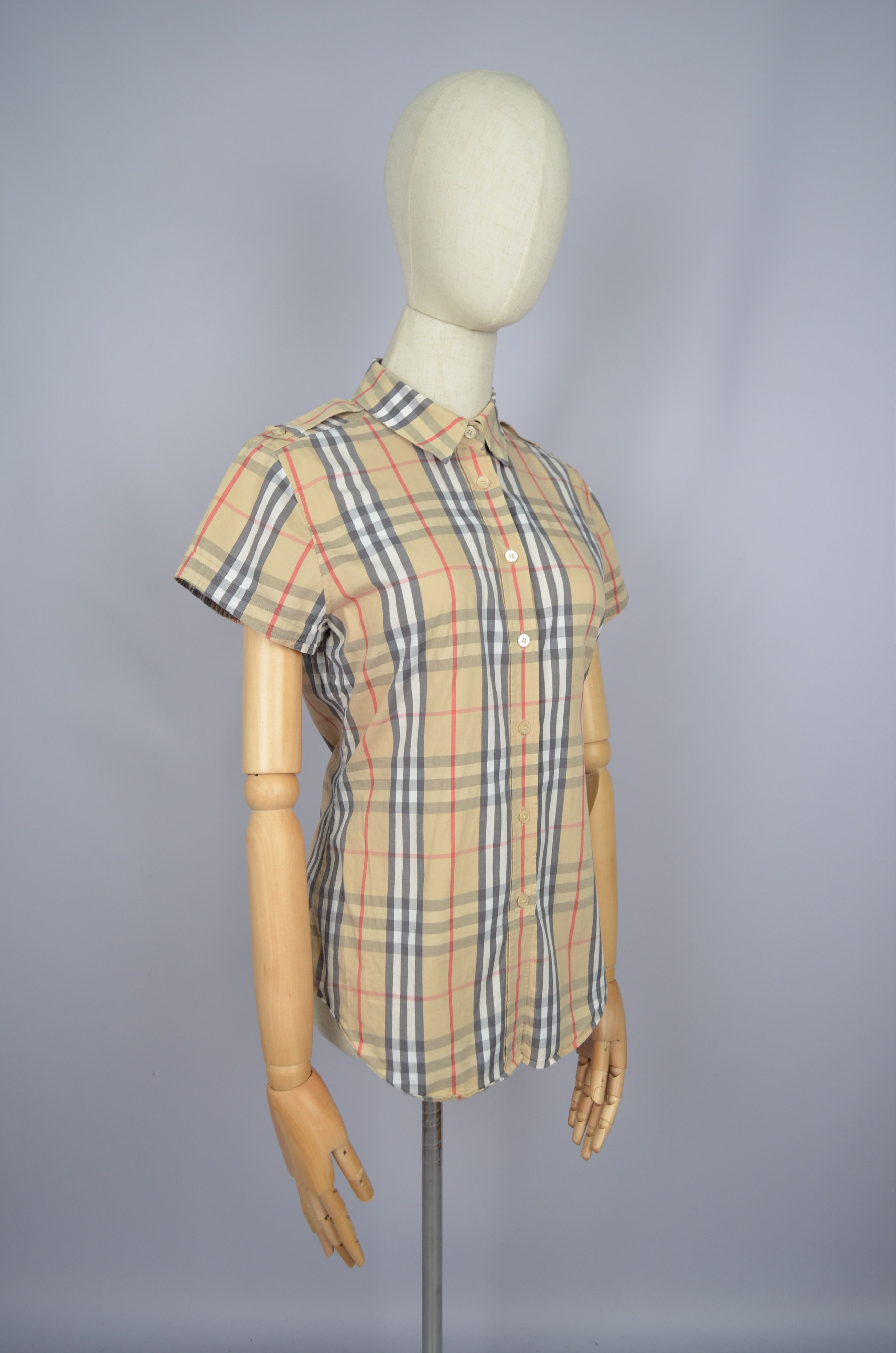 Burberry × Designer Womens Burberry London Nova Check Short Sleeve Shirt Luxury Size M / US 6-8 / IT 42-44 - 10 Thumbnail