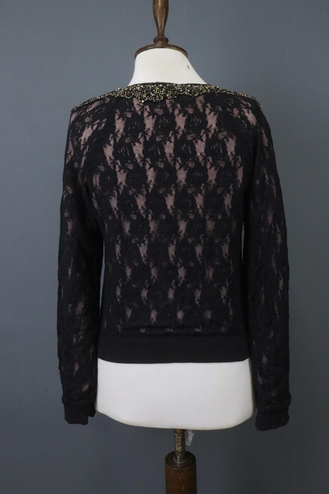 Diesel Diesel Black Lace Long Sleeve Beaded Bomber Jacket Size S Size S / US 4 / IT 40 - 9 Thumbnail