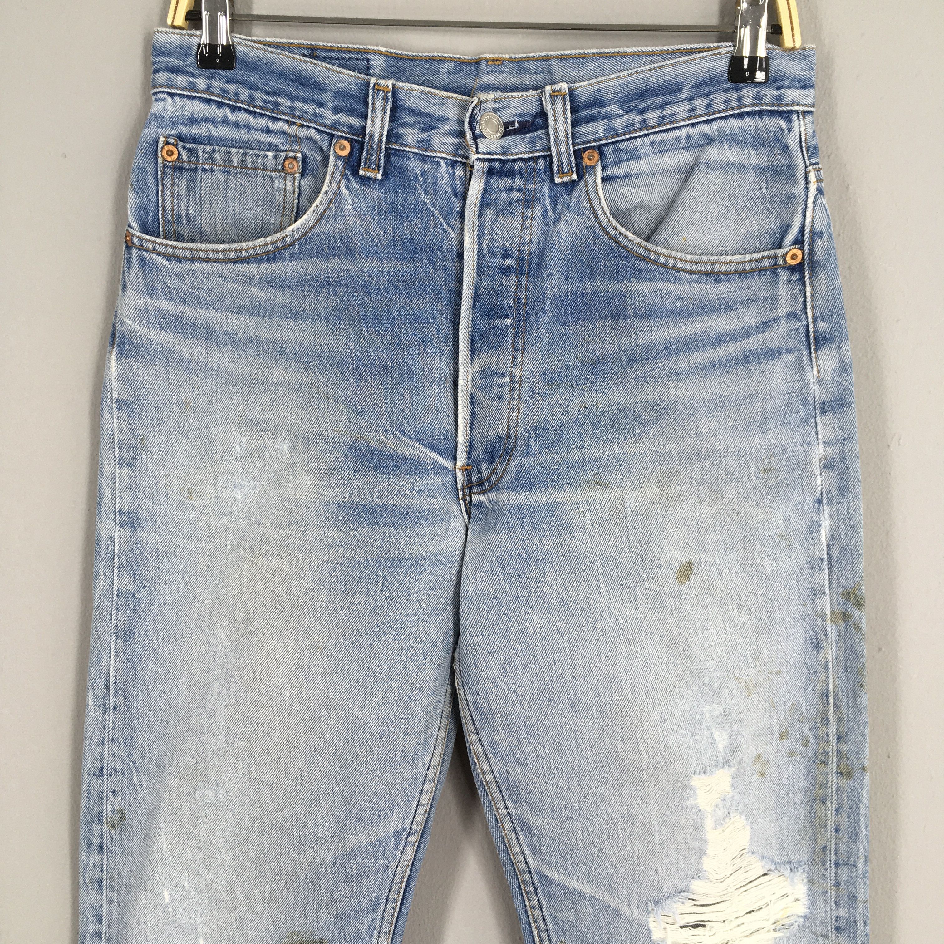 Levi's Size 29x32.5 Vintage 90s Levi's 501 Faded Dirty Jeans S1412 Size US 29 - 2 Thumbnail