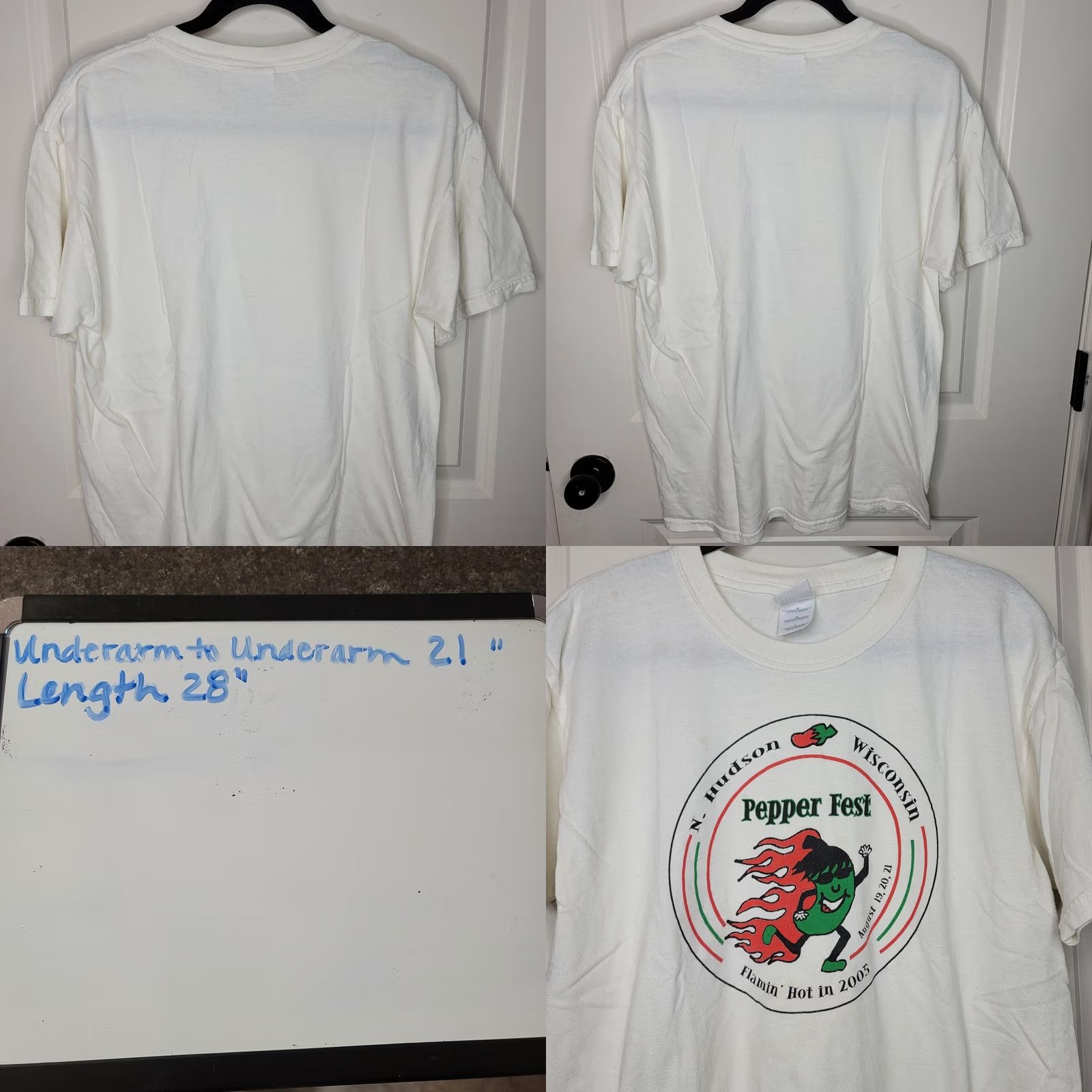 Gildan VINTAGE Gildan Shirt Mens L White North Hudson Pepper Fest Graphic Tee Size US L / EU 52-54 / 3 - 8 Thumbnail