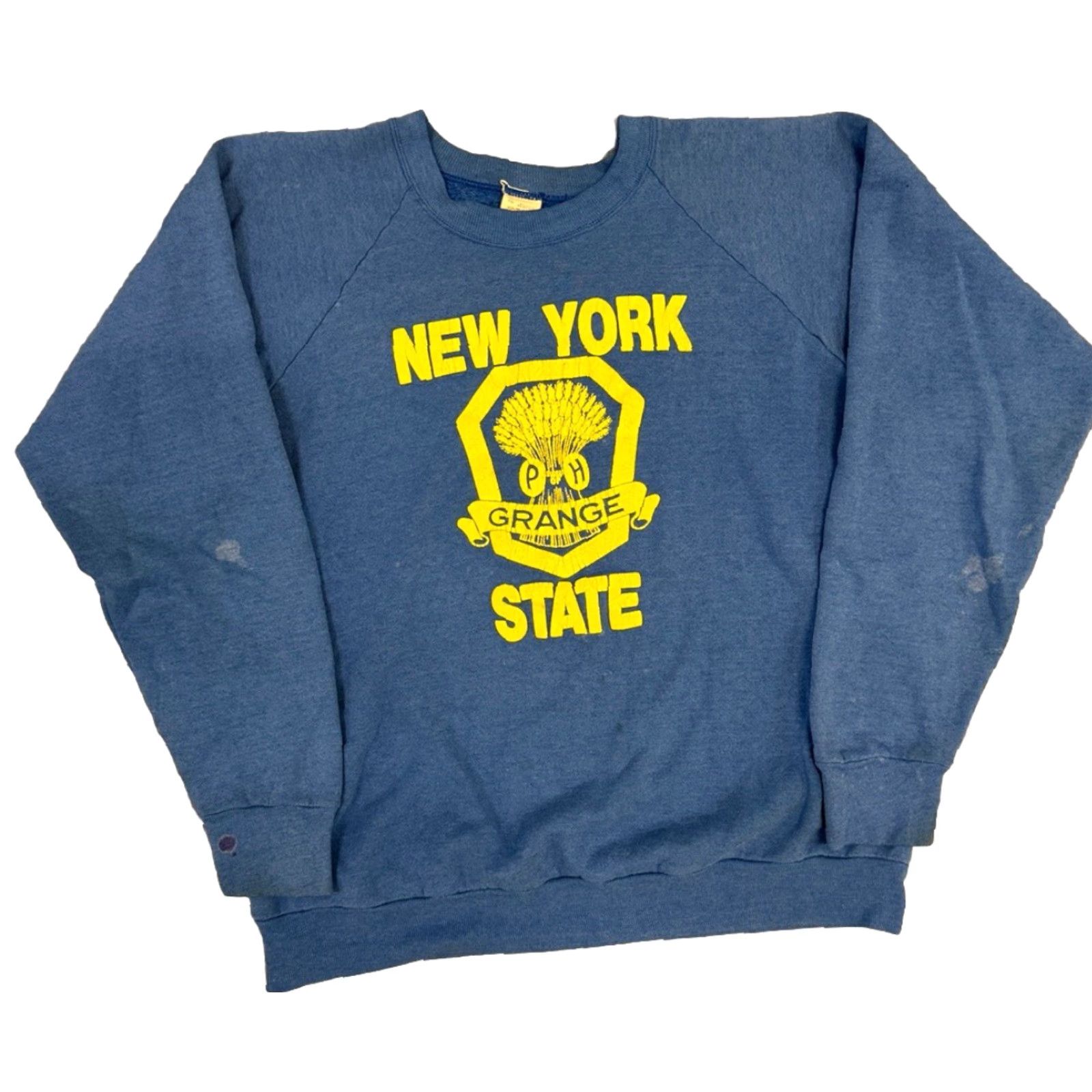 Fruit Of The Loom VINTAGE 80s Grange Farming NY Patrons of Husbandry Blue Sweatshirt XL Unisex Adults Pullover Crewneck Size US XL / EU 56 / 4 - 2 Thumbnail