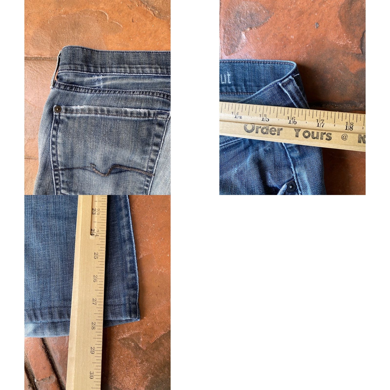 7 For All Mankind VINTAGE 7 FOR ALL MANKIND Bootcut Denim Jeans Mens 33 Blue Distressed Size US 33 - 8 Thumbnail