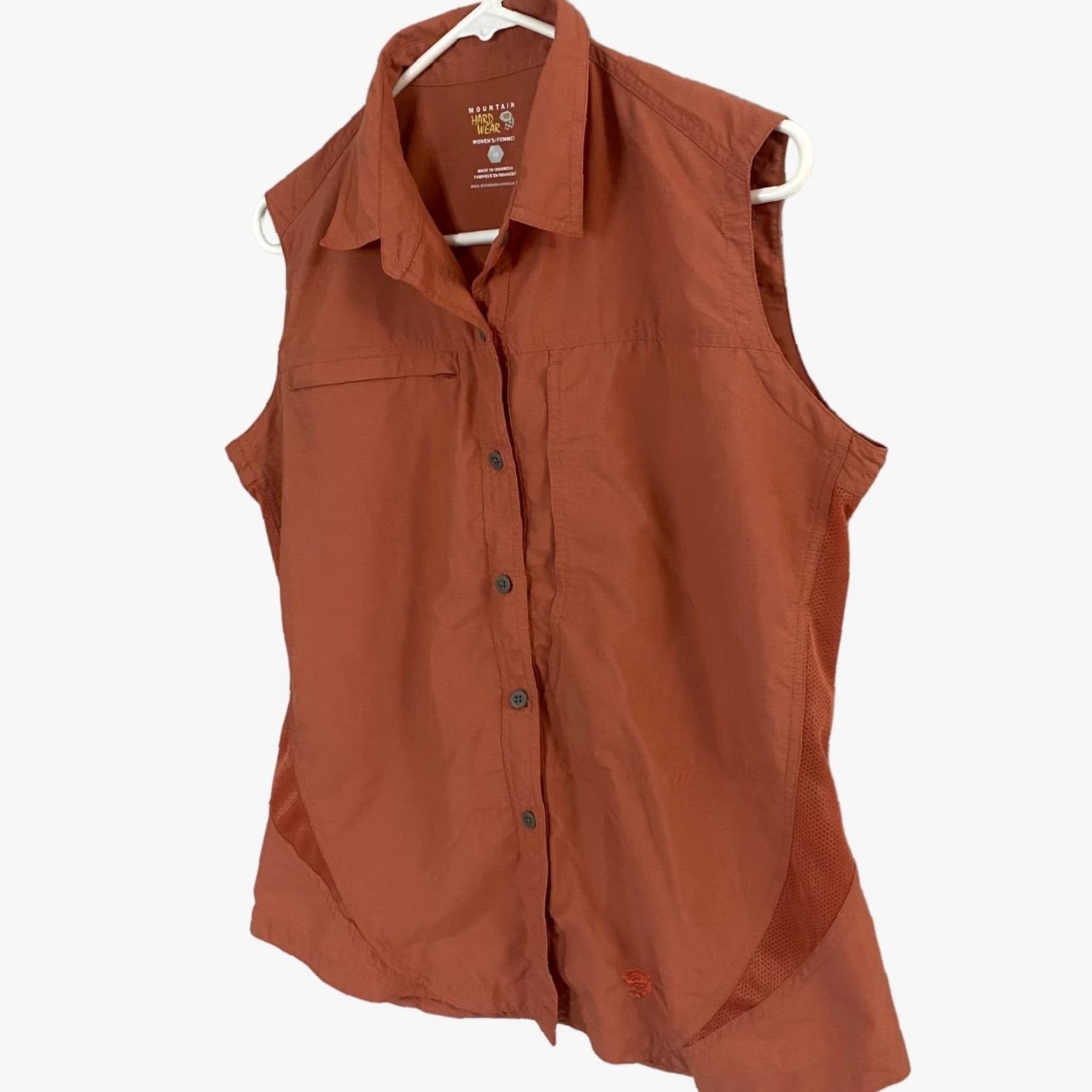 Mountain Hardwear VINTAGE Mountain Hardwear Button Up Shirt Sleeveless Womens 12 Orange Pocket Hiking Top Size XL / US 12-14 / IT 48-50 - 2 Thumbnail