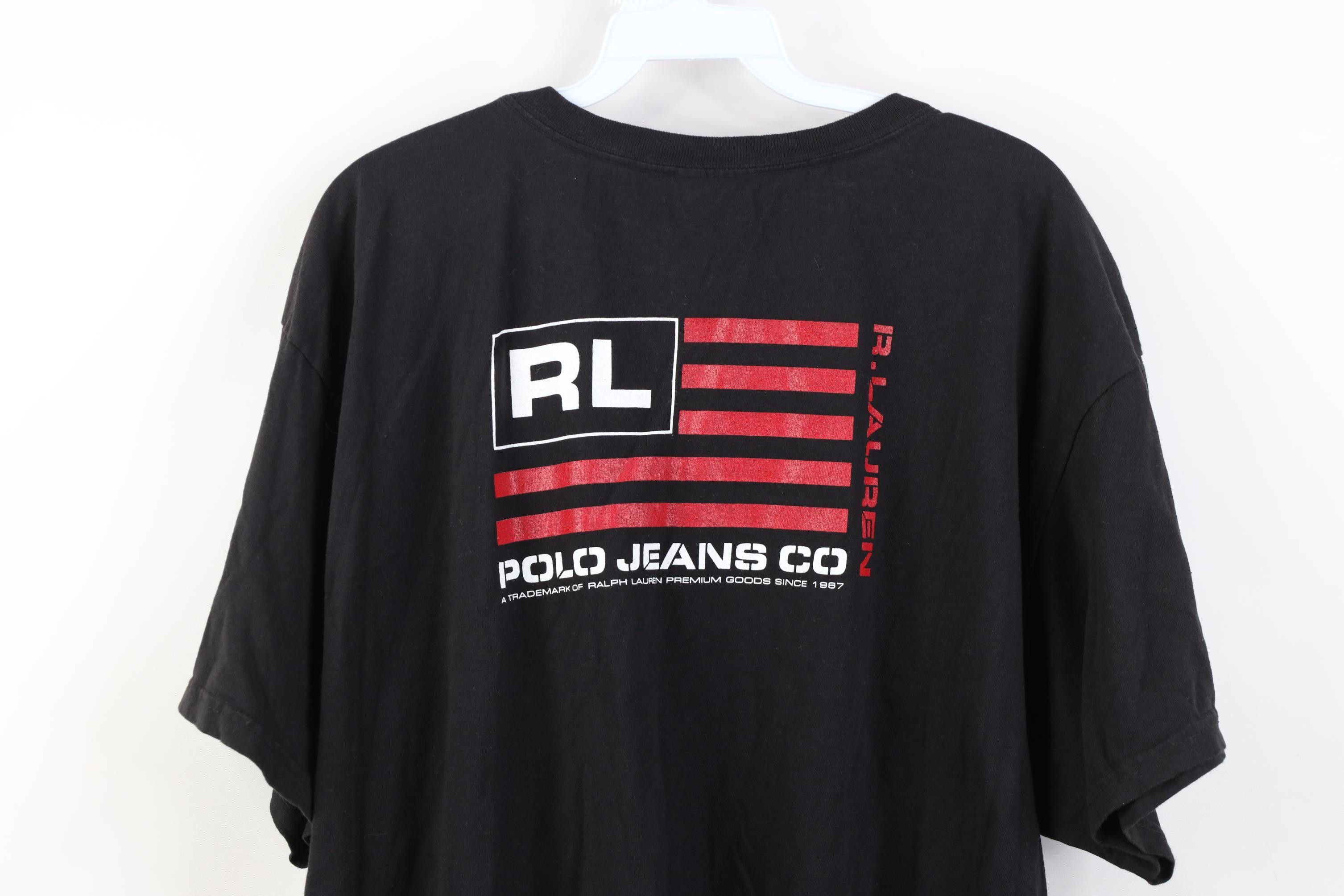 Polo Ralph Lauren Deadstock Vintage 90s Ralph Lauren Flag Stencil T-Shirt Size US XXL / EU 58 / 5 - 12 Thumbnail