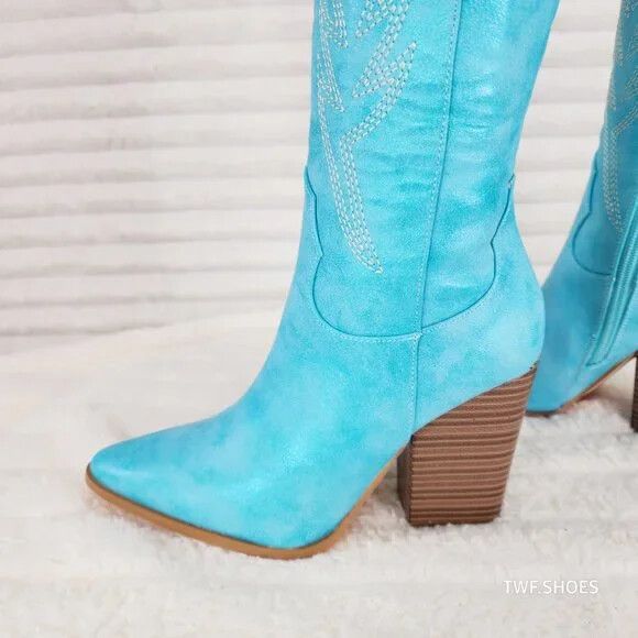 Other So Me Cruising Brushed Metallic Western Cowgirl Knee Boots T Size US 8.5 / IT 38.5 - 3 Thumbnail