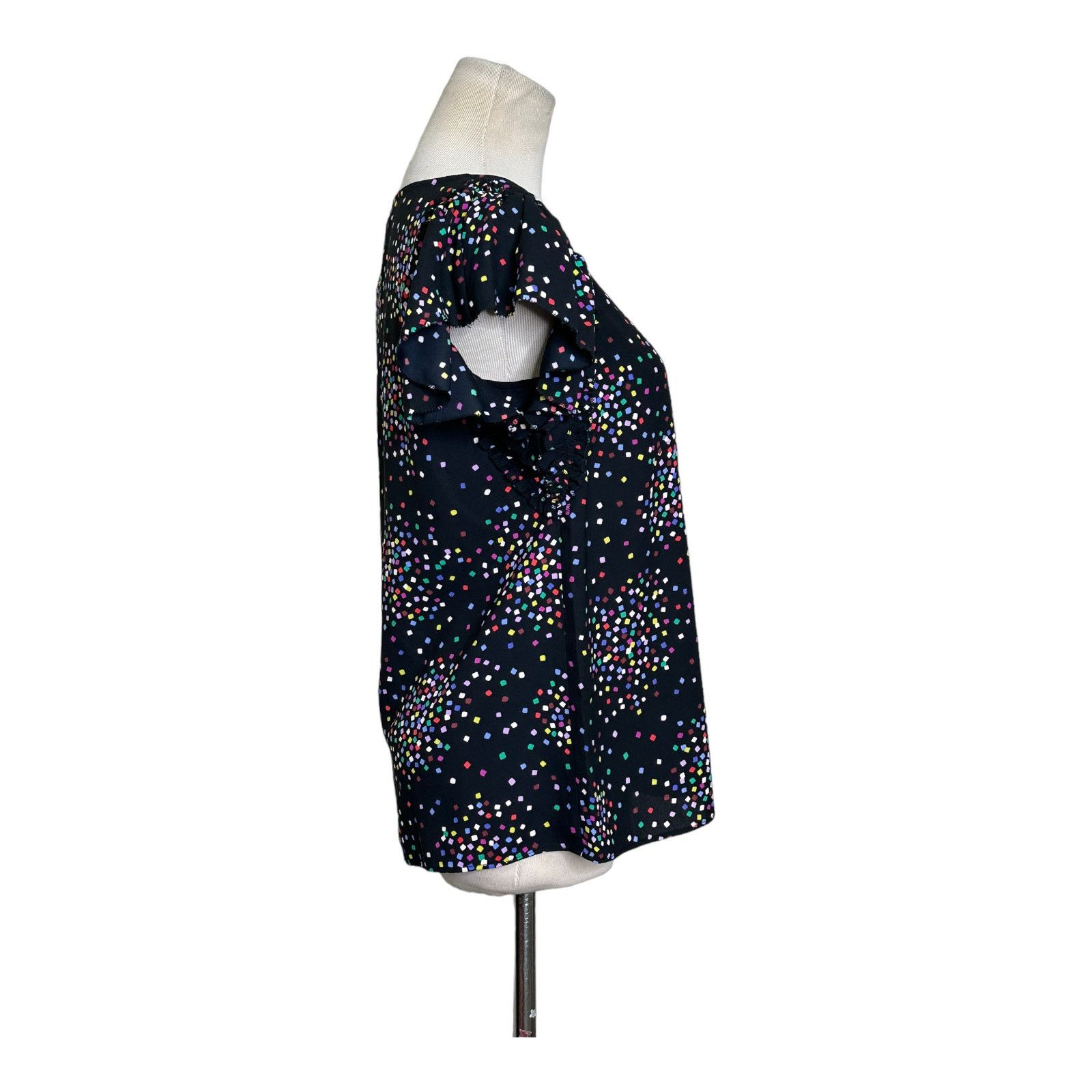 Kate Spade Kate Spade Black Confetti Cheer Short Sleeves Blouse size XS Size XS / US 0-2 / IT 36-38 - 7 Thumbnail