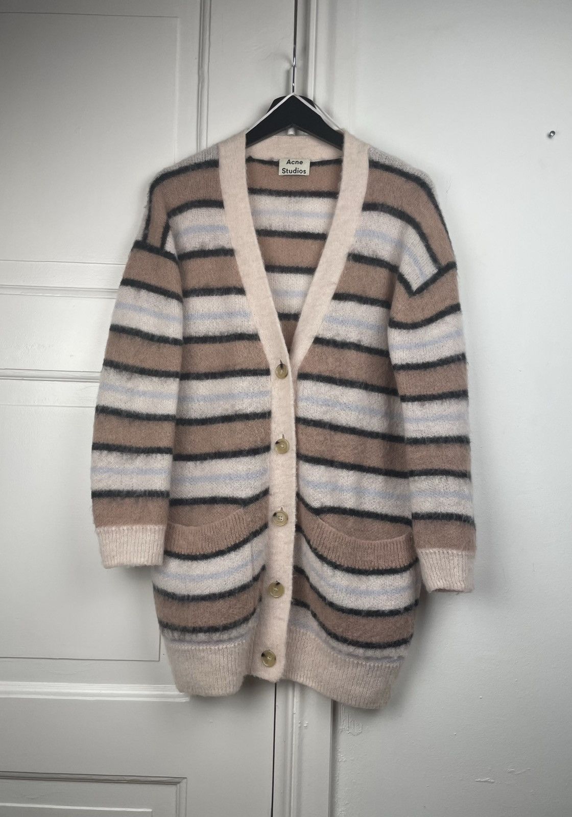 Acne Studios × Designer Acne Studios Keda fluffy Alpaca cardigan sweater striped Size S / US 4 / IT 40 - 6 Thumbnail