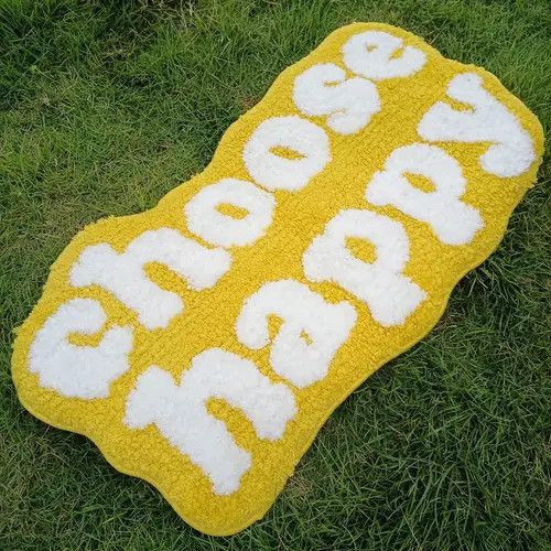 Handmade 3D "CHOOSE HAPPY" Handmade Soft Rug Size ONE SIZE - 2 Thumbnail