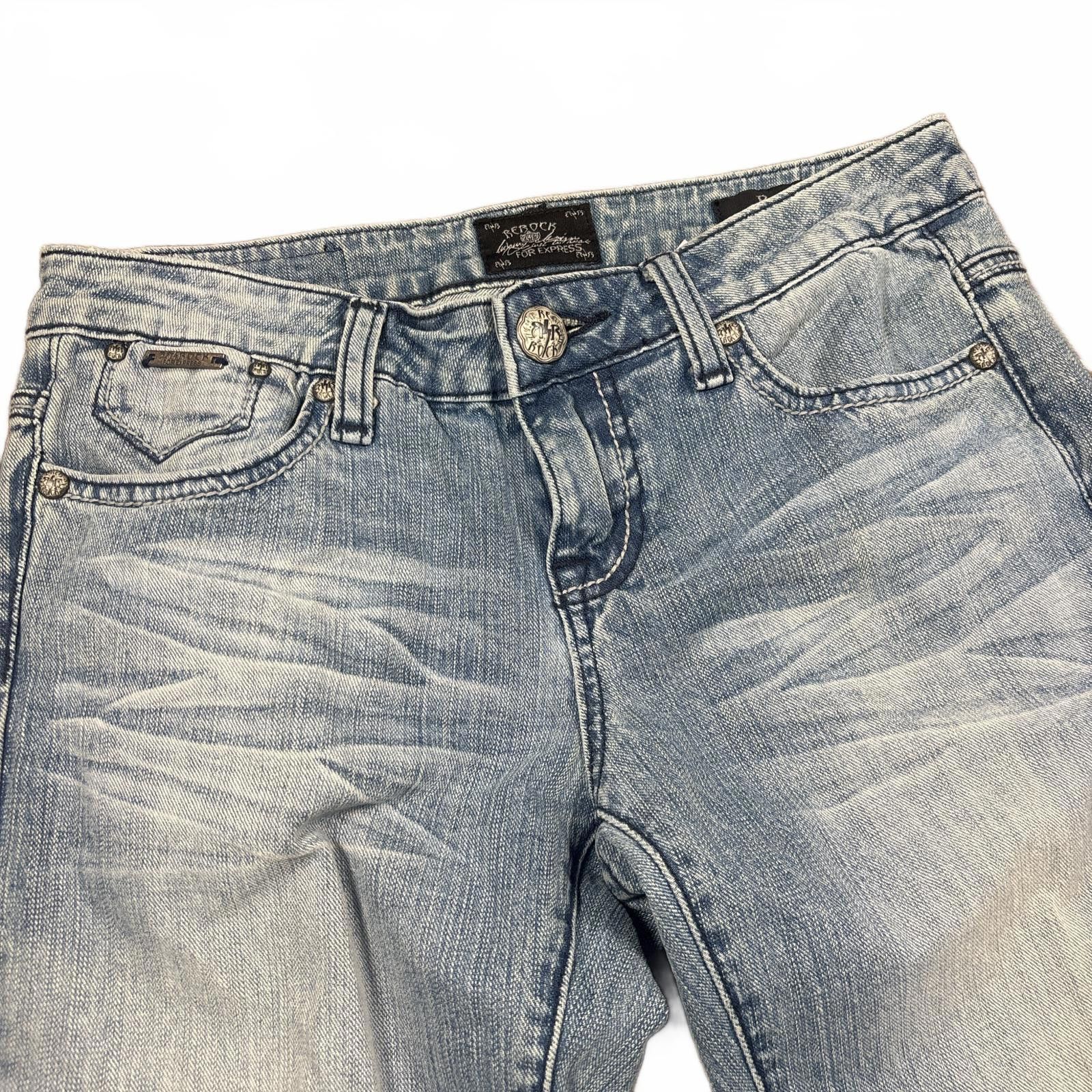 Express y2k rhinestone studded light wash low rise jeans Size 27" / US 4 / IT 40 - 7 Thumbnail