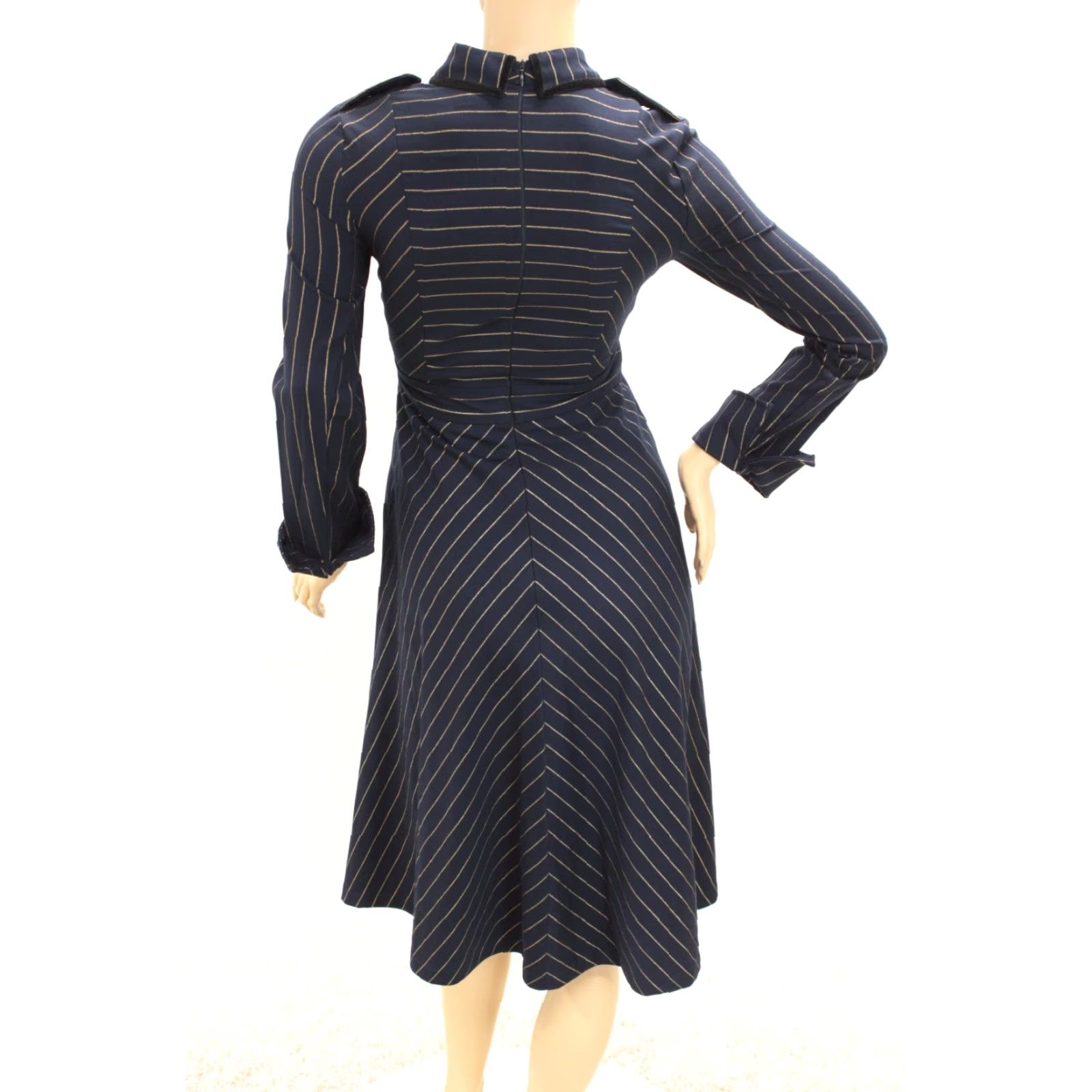 Vintage Metisu Dress Women Medium Blue Striped Military Formal Office Party 90s Army Classic Womens Size M / US 6-8 / IT 42-44 - 3 Thumbnail
