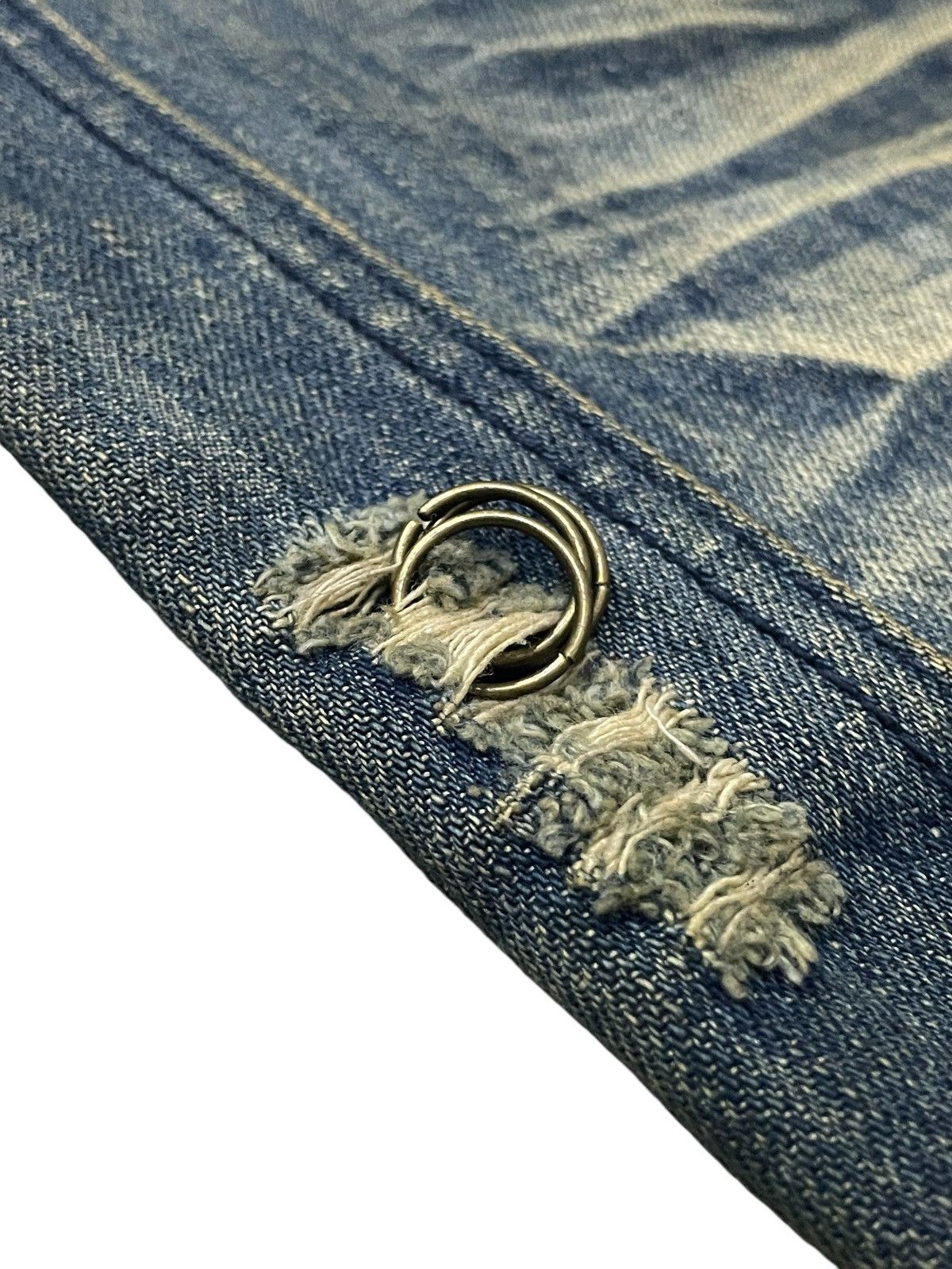 If Six Was Nine × Japanese Brand × Junya Watanabe Crazy Race Pierced & Studded Panelled Poem Mud Jeans Size US 32 / EU 48 - 10 Thumbnail