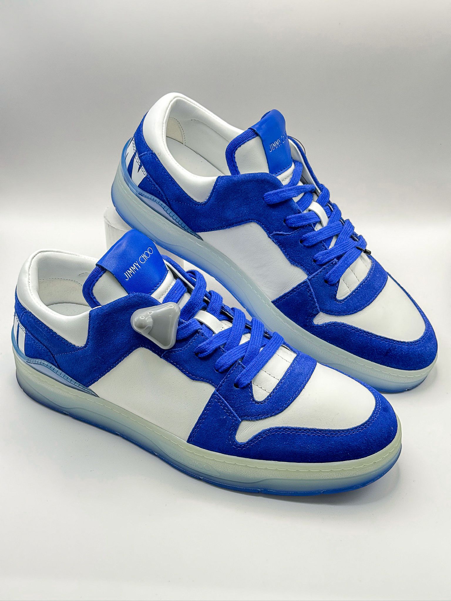 Jimmy Choo Jimmy Choo Blue Florent/M Ultraviolet White Leather Sneakers Size US 10.5 / EU 43-44 - 1 Thumbnail