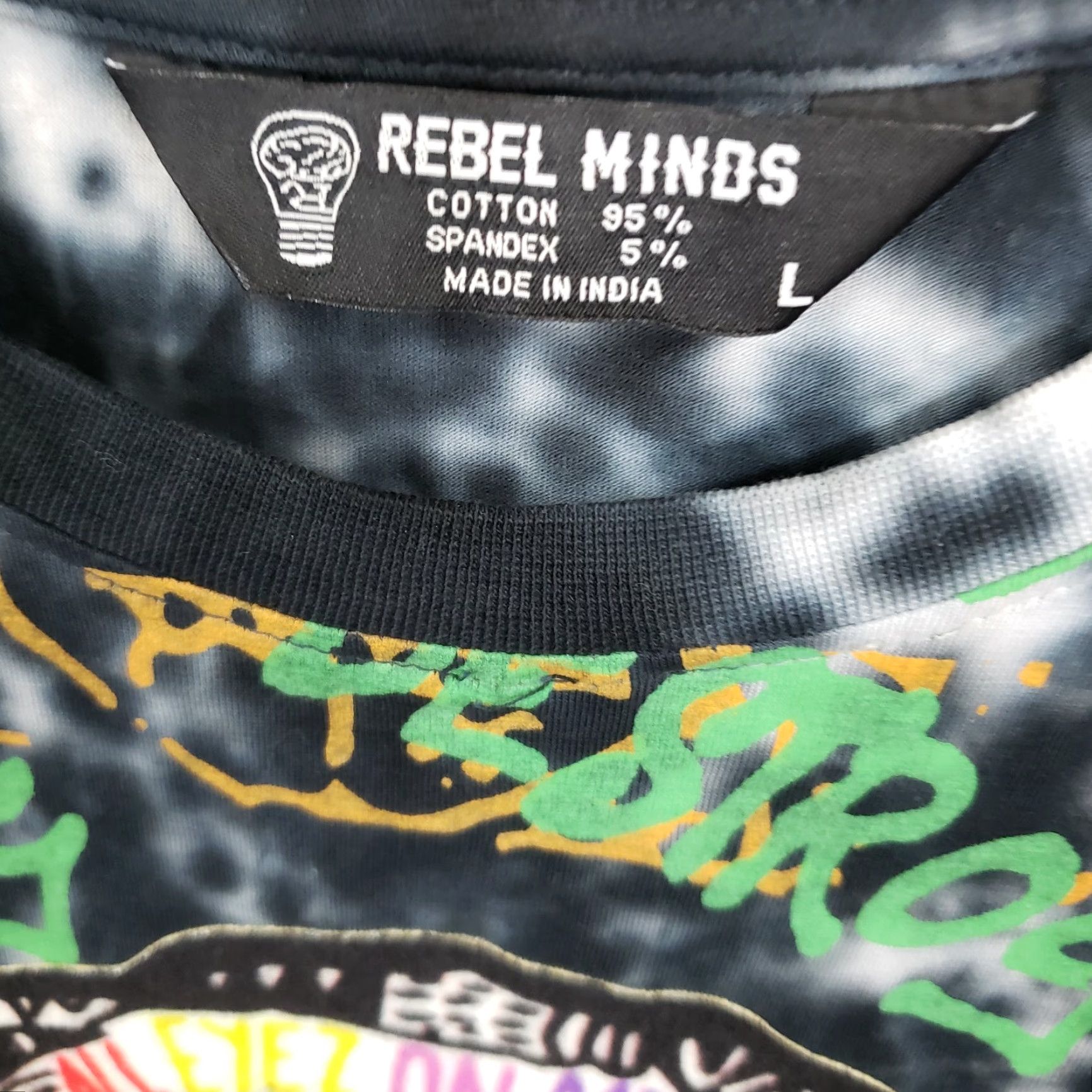 Vintage Rebel Minds Mens T-Shirt Sz Large Black Green Graphic Short Sleeve Destroy Size US L / EU 52-54 / 3 - 6 Thumbnail