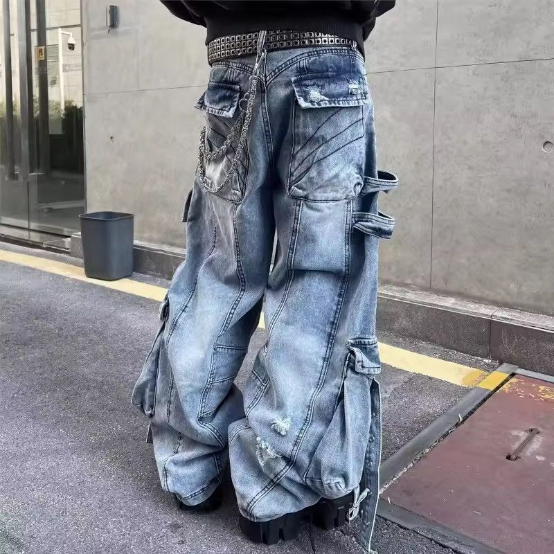 Japanese Brand DISTRESSED Multi-Pocket Baggy Pants Size US 27 - 2 Thumbnail