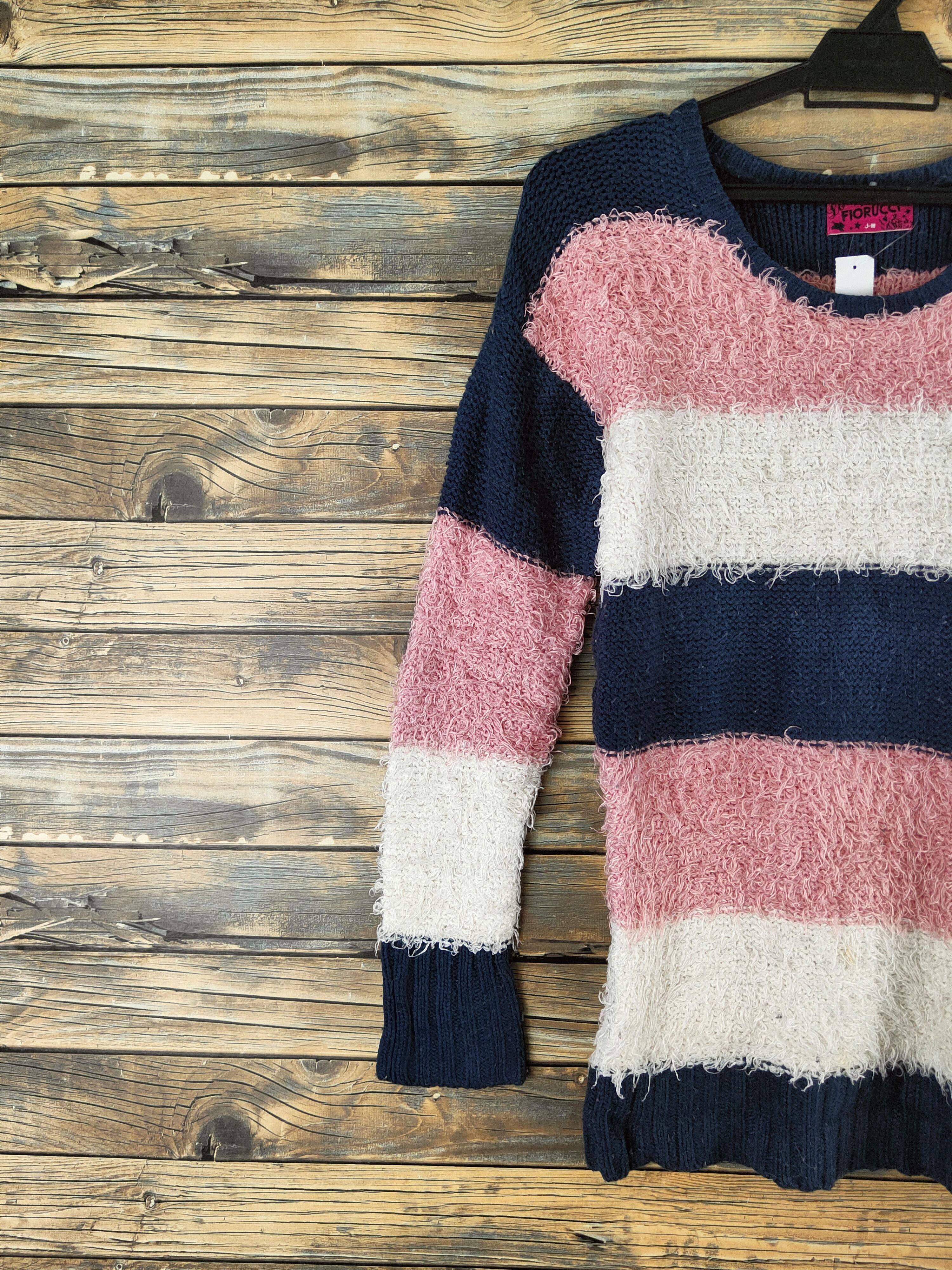 Fiorucci DL Fiorucci Navy Pink Fur Mohair Knitwear #46-538 Size S / US 4 / IT 40 - 3 Thumbnail