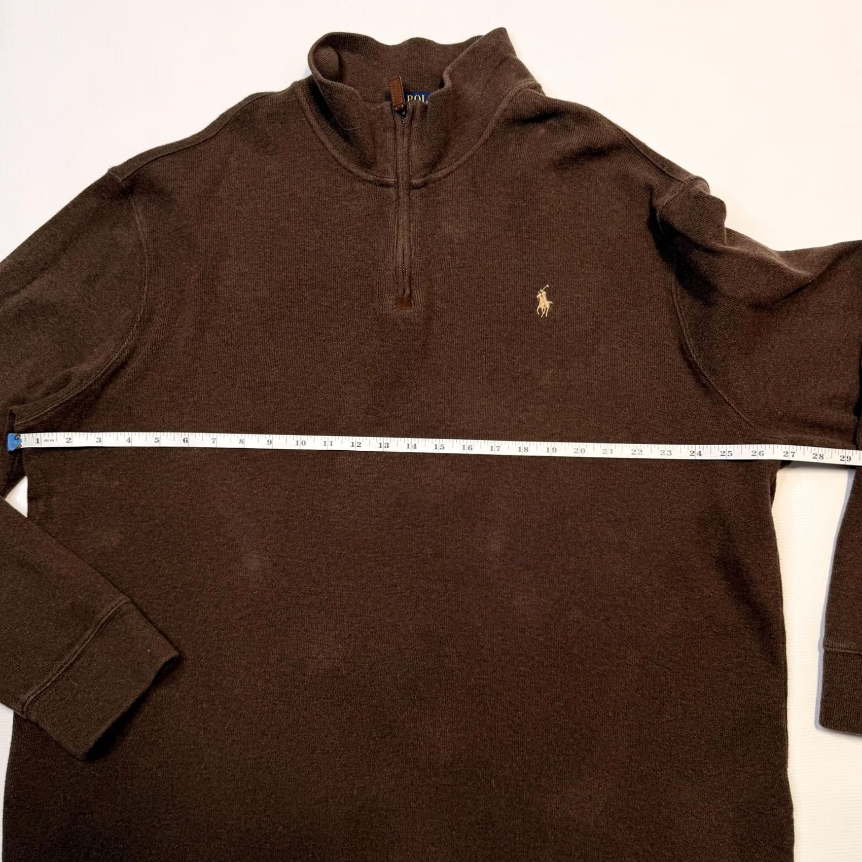 Polo Ralph Lauren Polo Ralph Lauren Sweater Mens 2XL Brown 1/4 Zip Mock Neck Cotton Knit Pullover Size US XXL / EU 58 / 5 - 4 Thumbnail