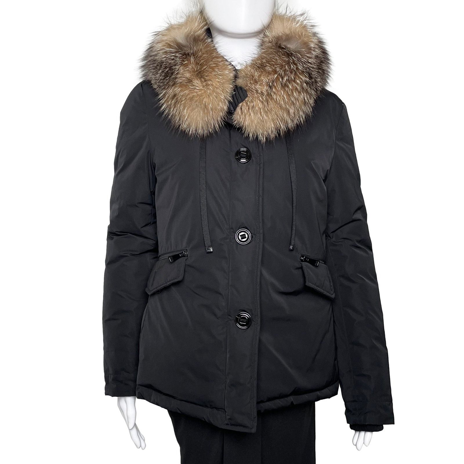 Moncler Black Puffer Fur Trim Size M / US 6-8 / IT 42-44 - 1 Thumbnail