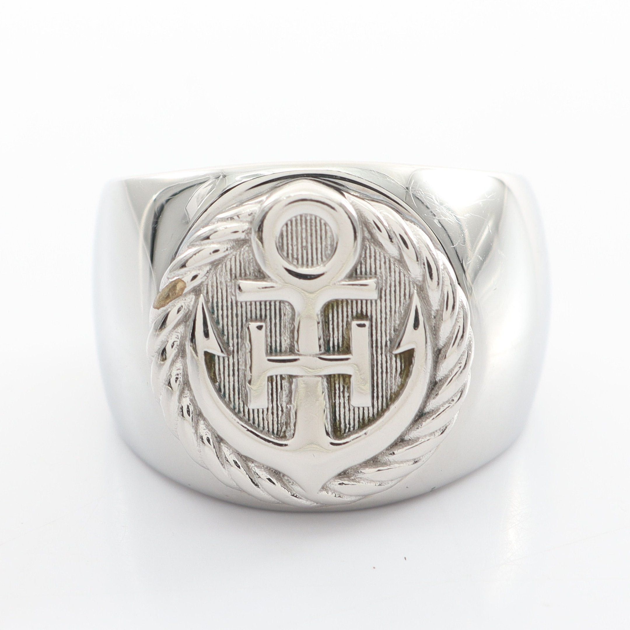 image of Hermes Anchor Ring Ring Silver, Men's