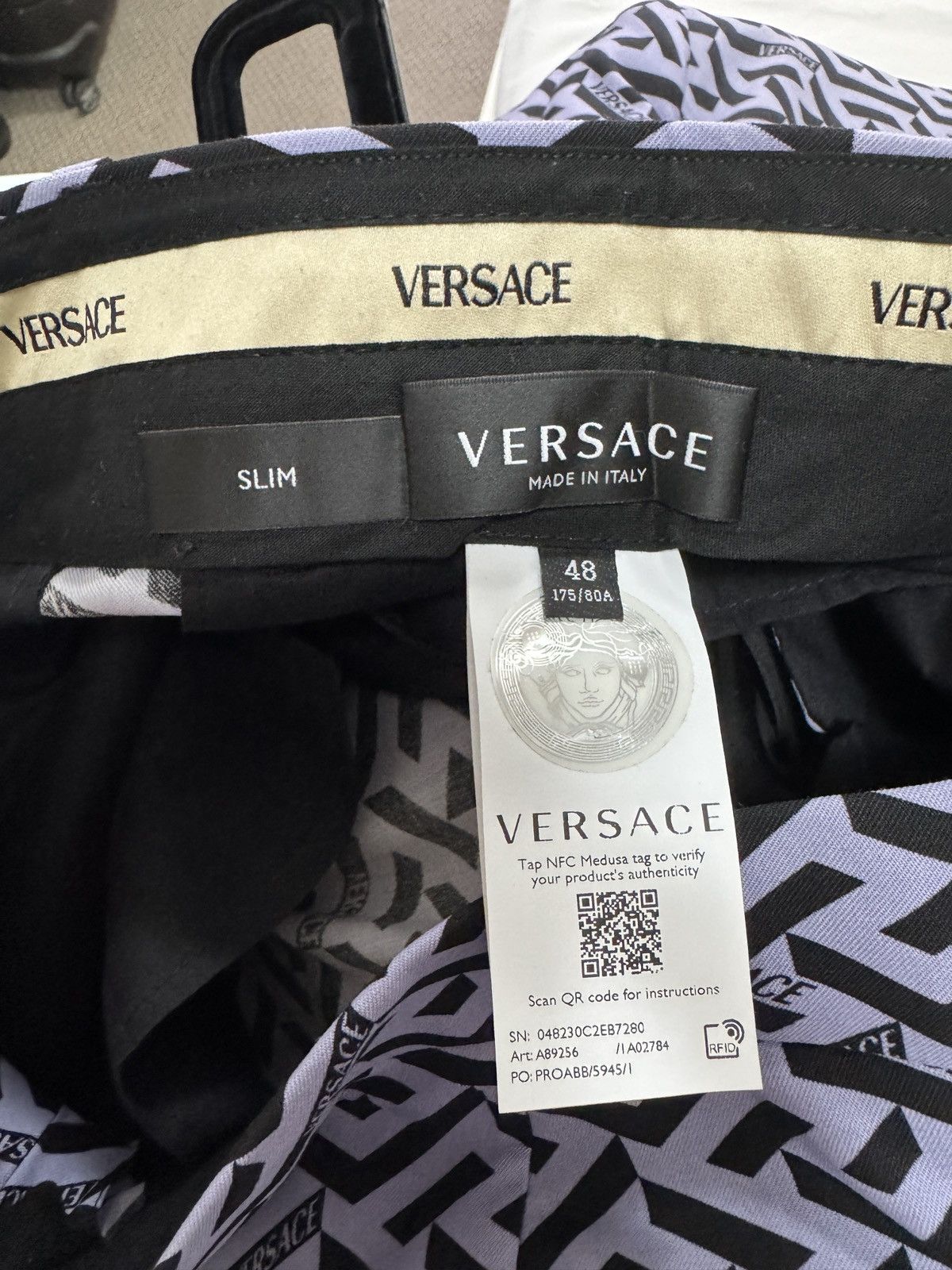 Versace Monogram Greca Jacquard Wool Suit – Blazer 50 + Pants 48 Size 40R - 15 Thumbnail