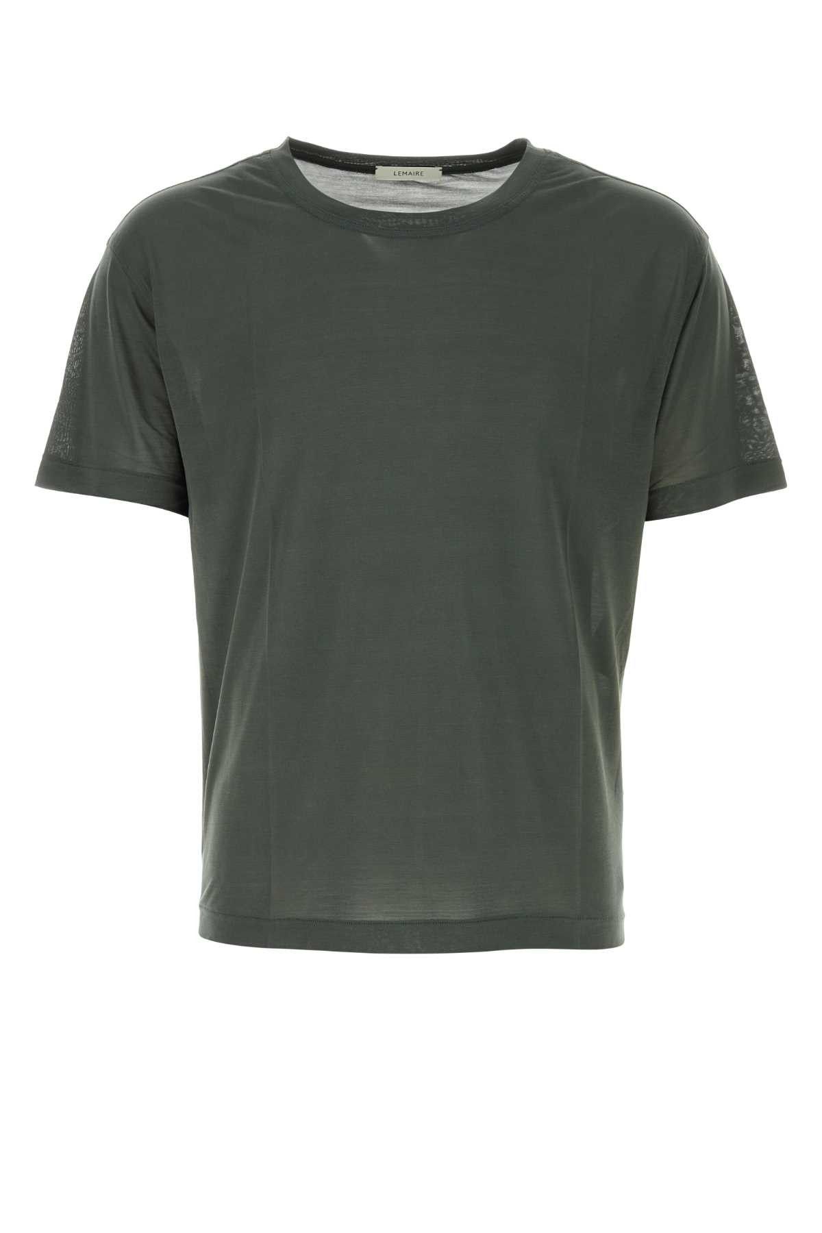 Lemaire Dark Green Silk T-Shirt | Grailed