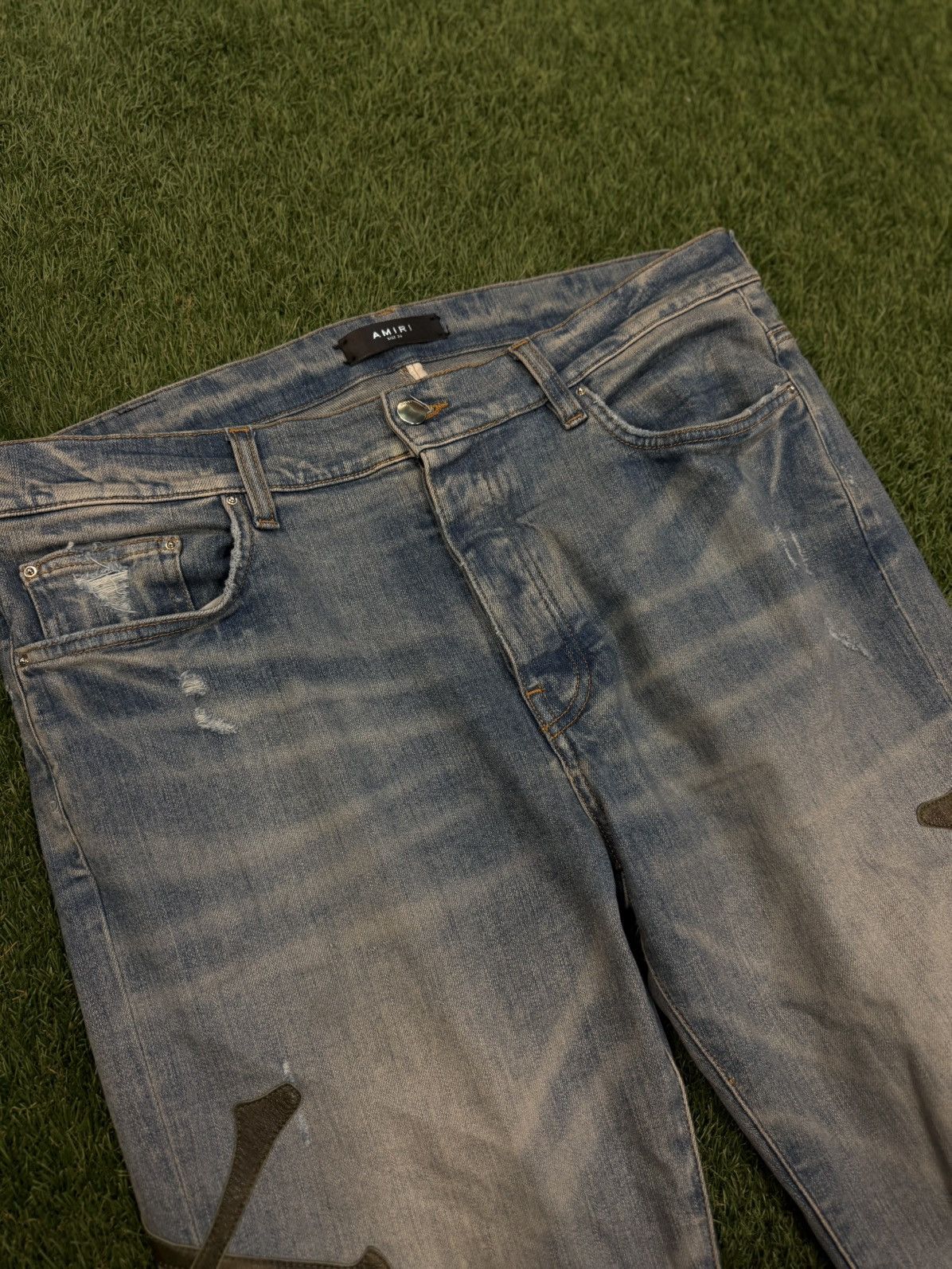 Amiri Amiri Jeans “Bones” Blue Pants Green Patch Rare Size 36 🧼 Size US 36 / EU 52 - 6 Thumbnail
